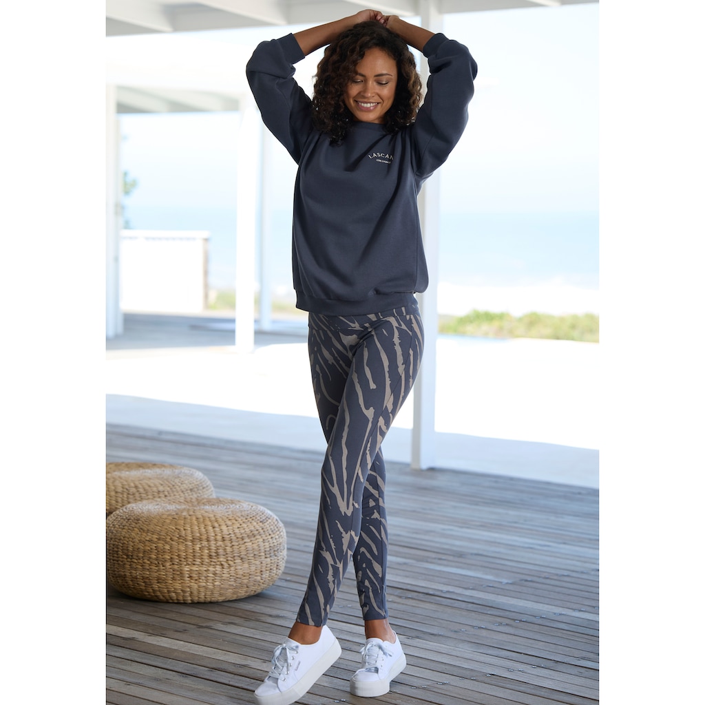 LASCANA Leggings, mit Zebramuster und breitem Bund, Loungewear