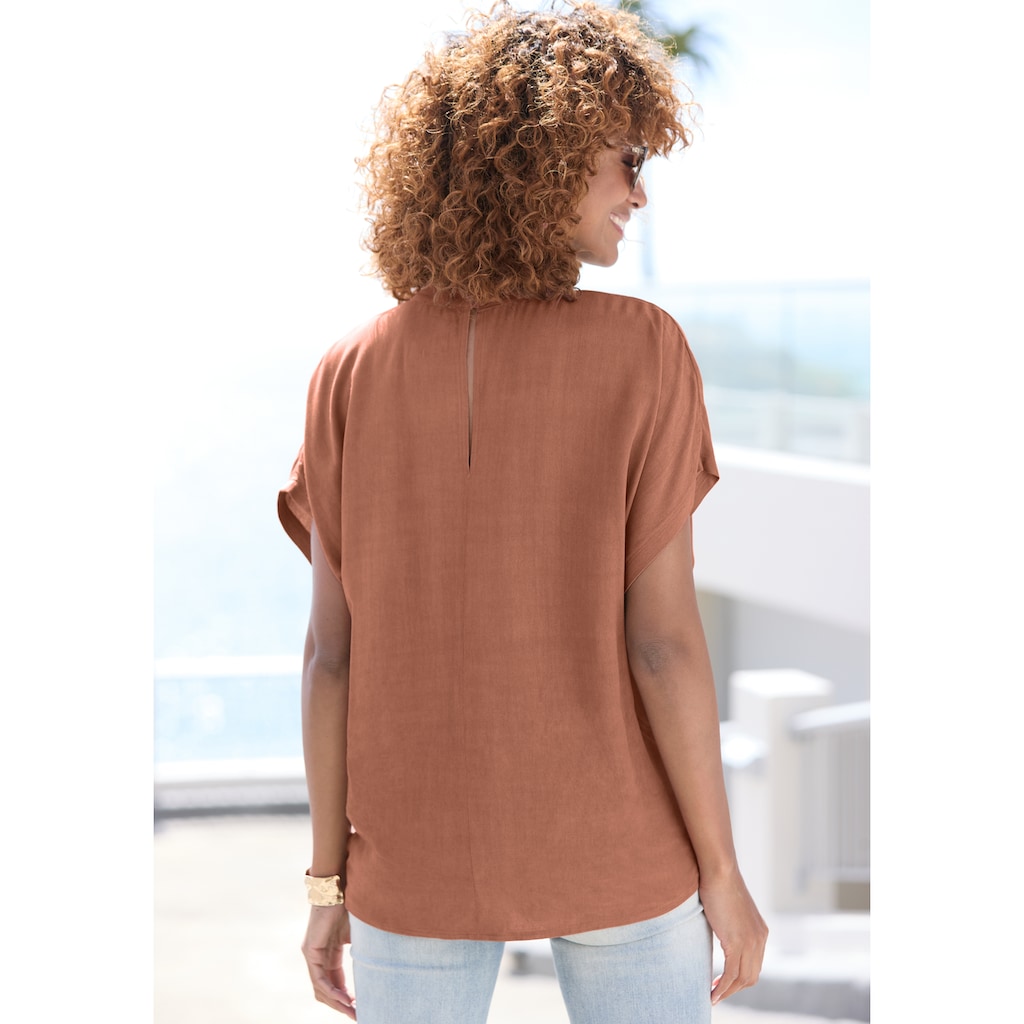 LASCANA Kurzarmbluse, in lockerer Passform, Damenbluse, sportlich elegant