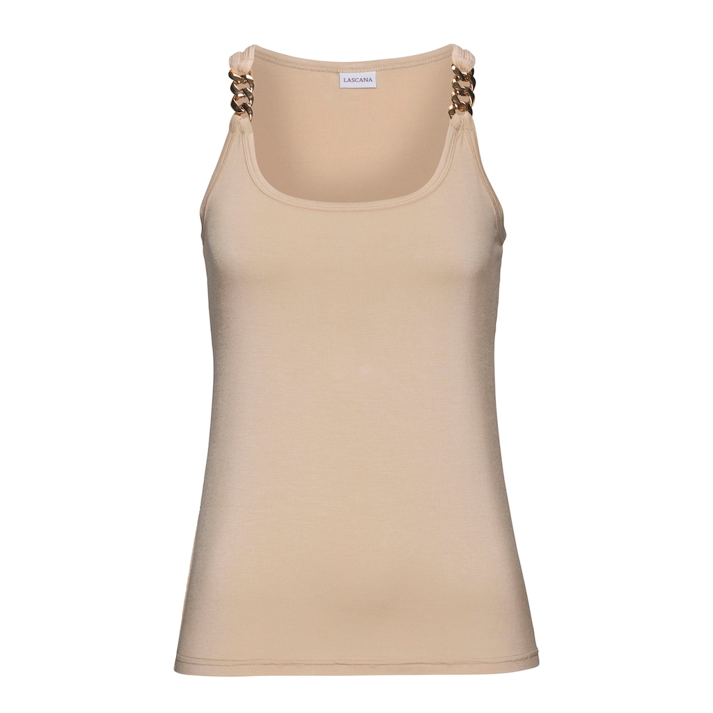 LASCANA Tanktop, mit Kettendetails an den Trägern, figurbetontes Jerseytop