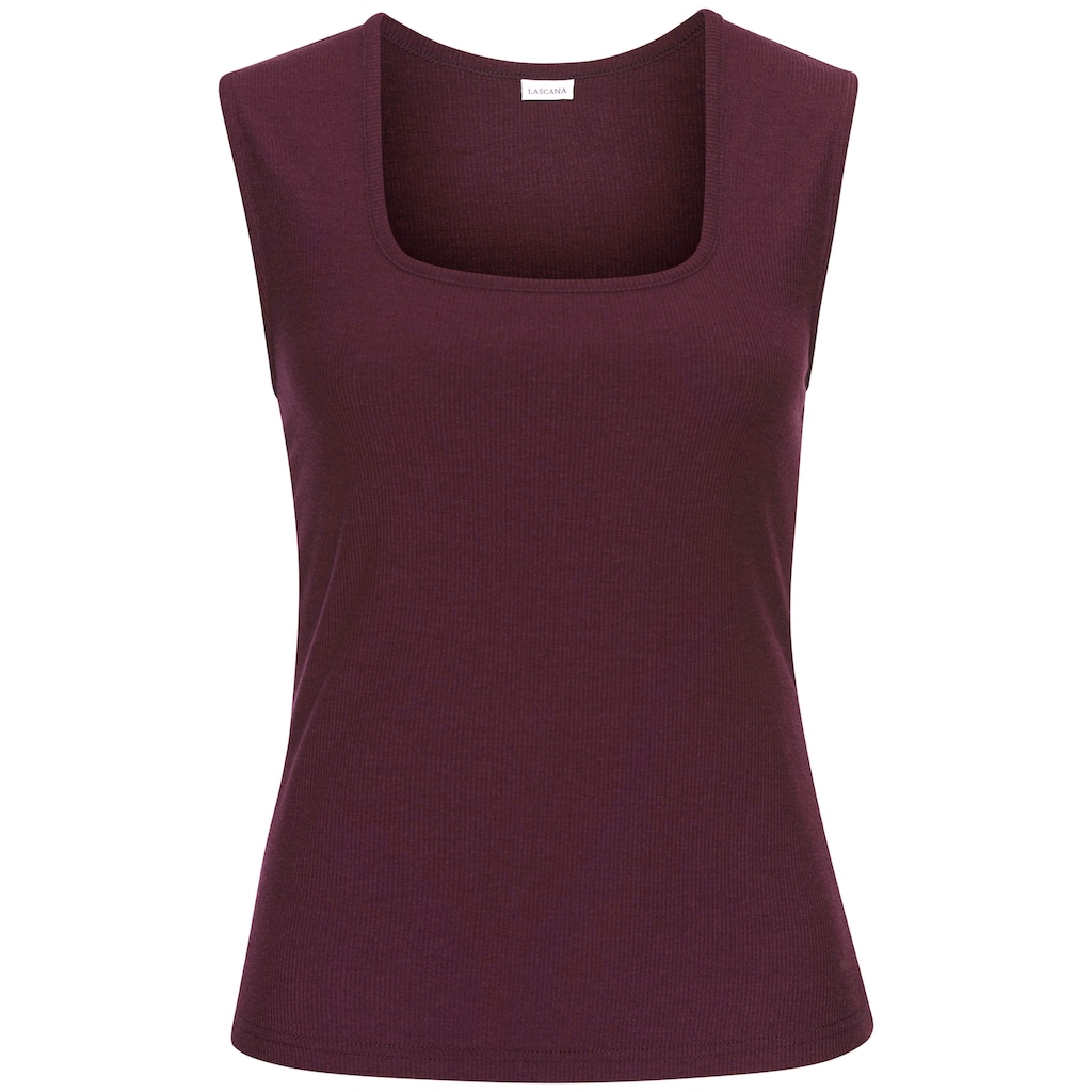 LASCANA Ripptanktop, mit Karree-Ausschnitt, elastisches Damentop, Basic, elegant