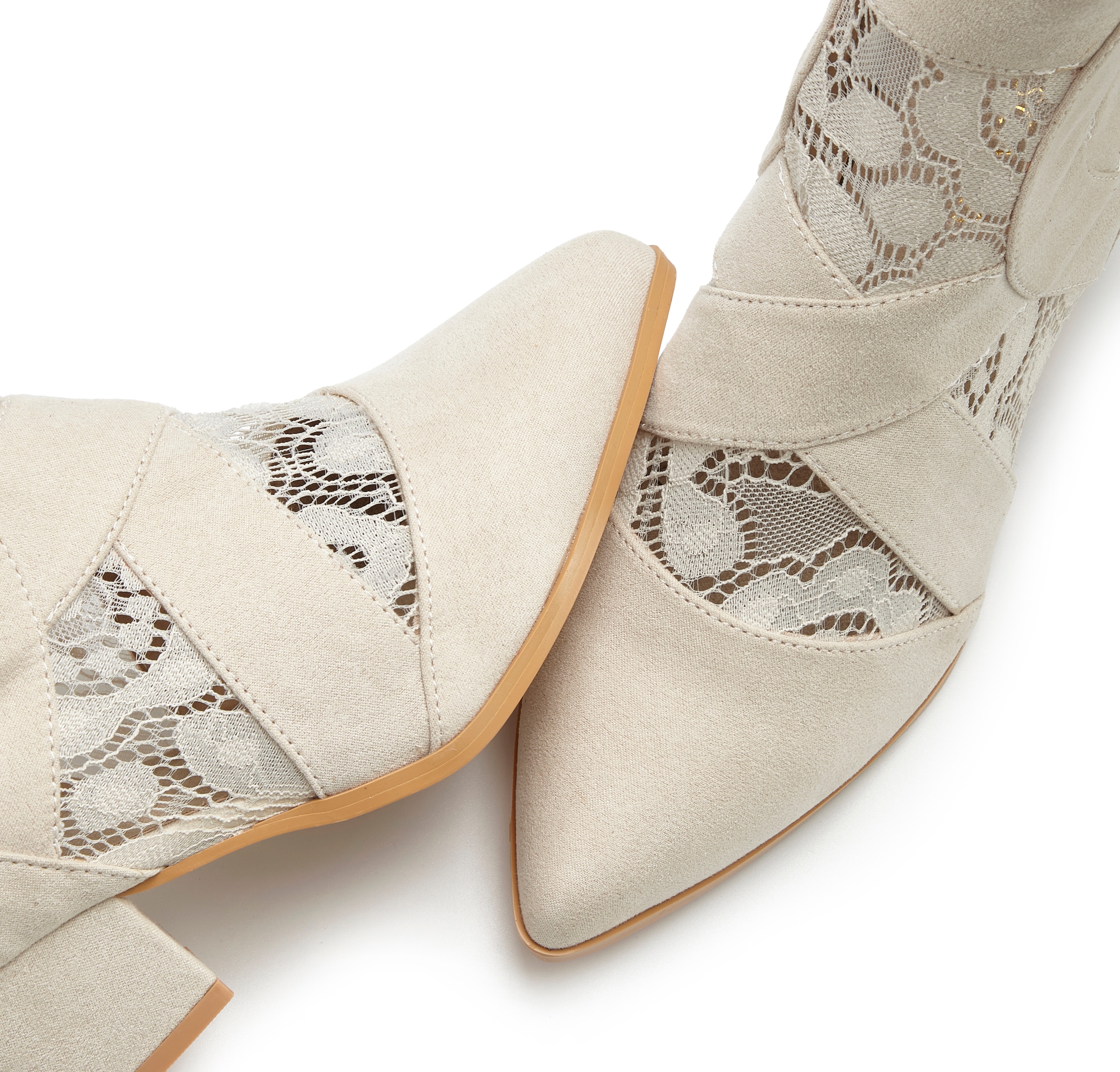 LASCANA Stiefelette, mit Spitze & bequemen Blockabsatz, Cowboy Boots, Westernstiefel