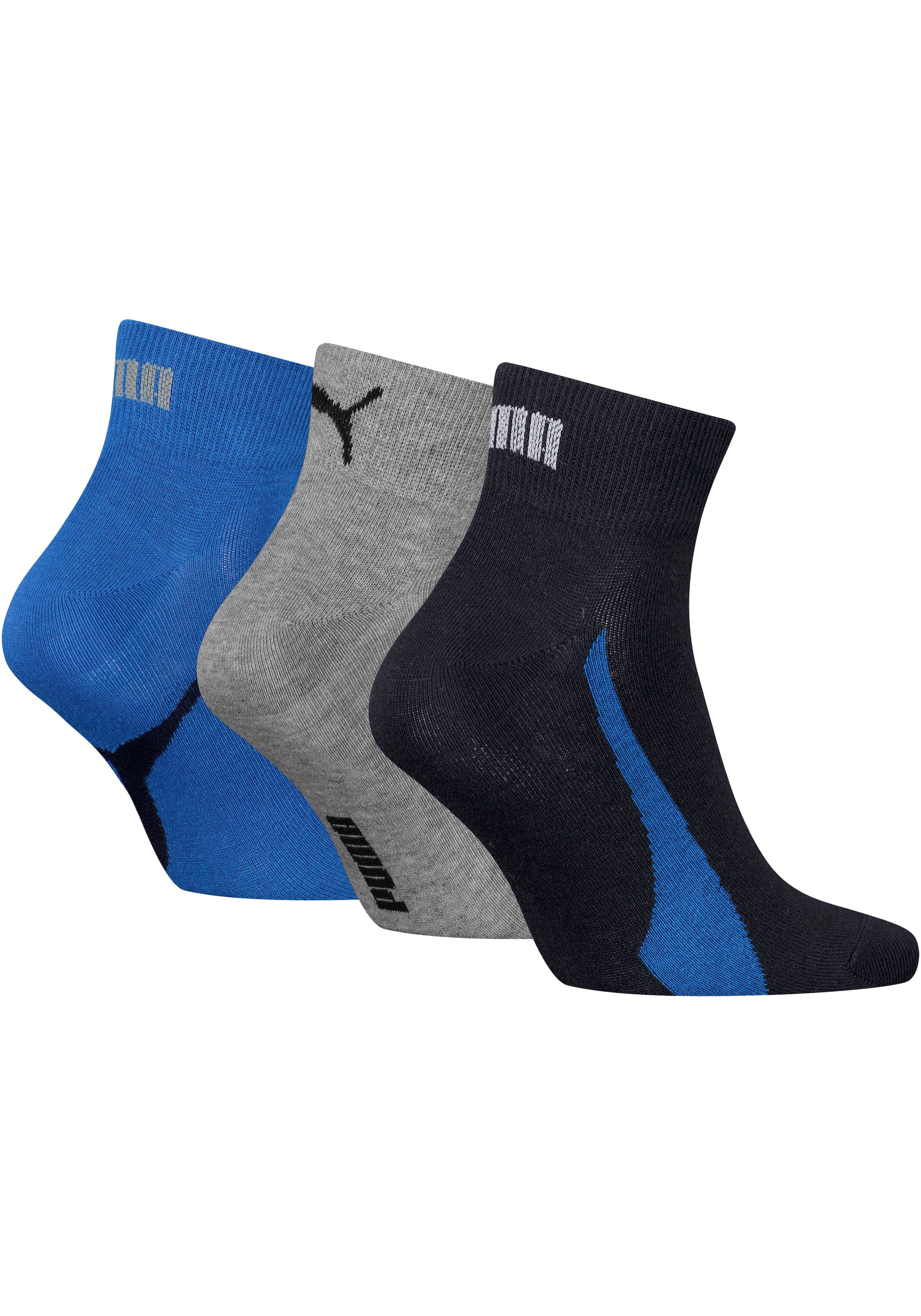 PUMA Chaussettes courtes »PUMA UNISEX LIFESTYLE QUARTER 3P« 3 Paar, 3 cuis tlg. mit kurzem geripptem Schaft