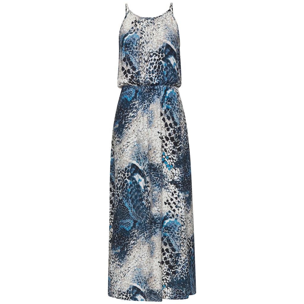 LASCANA Maxikleid, mit Alloverprint, leichtes Sommerkleid, fliessendes Strandkleid
