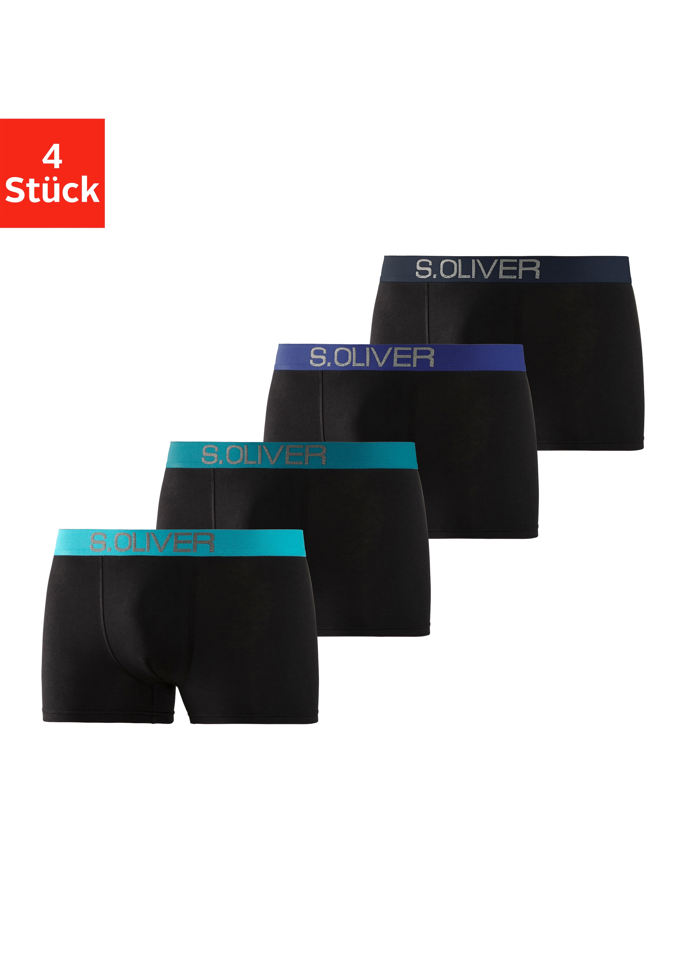 s.Oliver Boxer »Boxershorts für Herren« Packung, 4 Stk. mit kontrastfarbenem Webbund