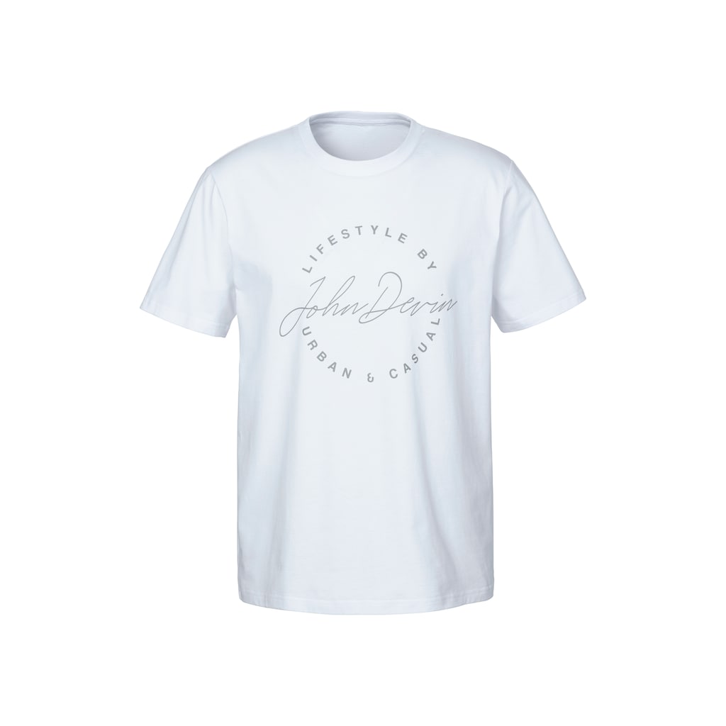 John Devin T-Shirt, Rundhalsshirt mit Print aus reiner Baumwolle
