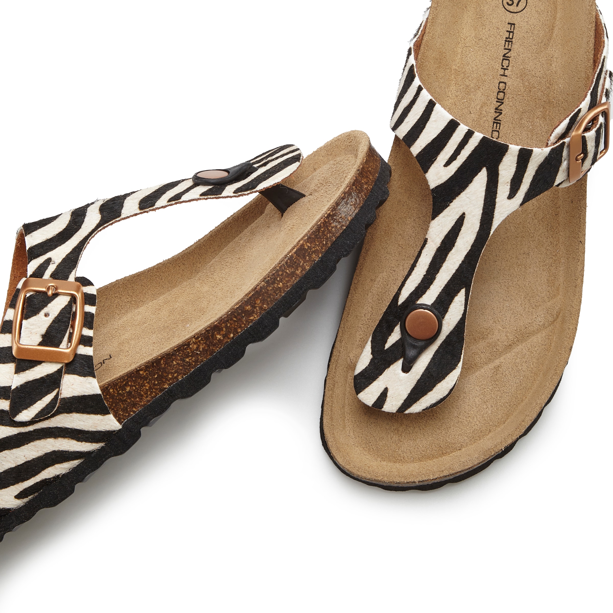 French Connection Pantolette »Sandale, Mule, offener Schuhe, Sommerschuhe«  NEU aus hochwertigem Leder mit bequemen Korkfussbett