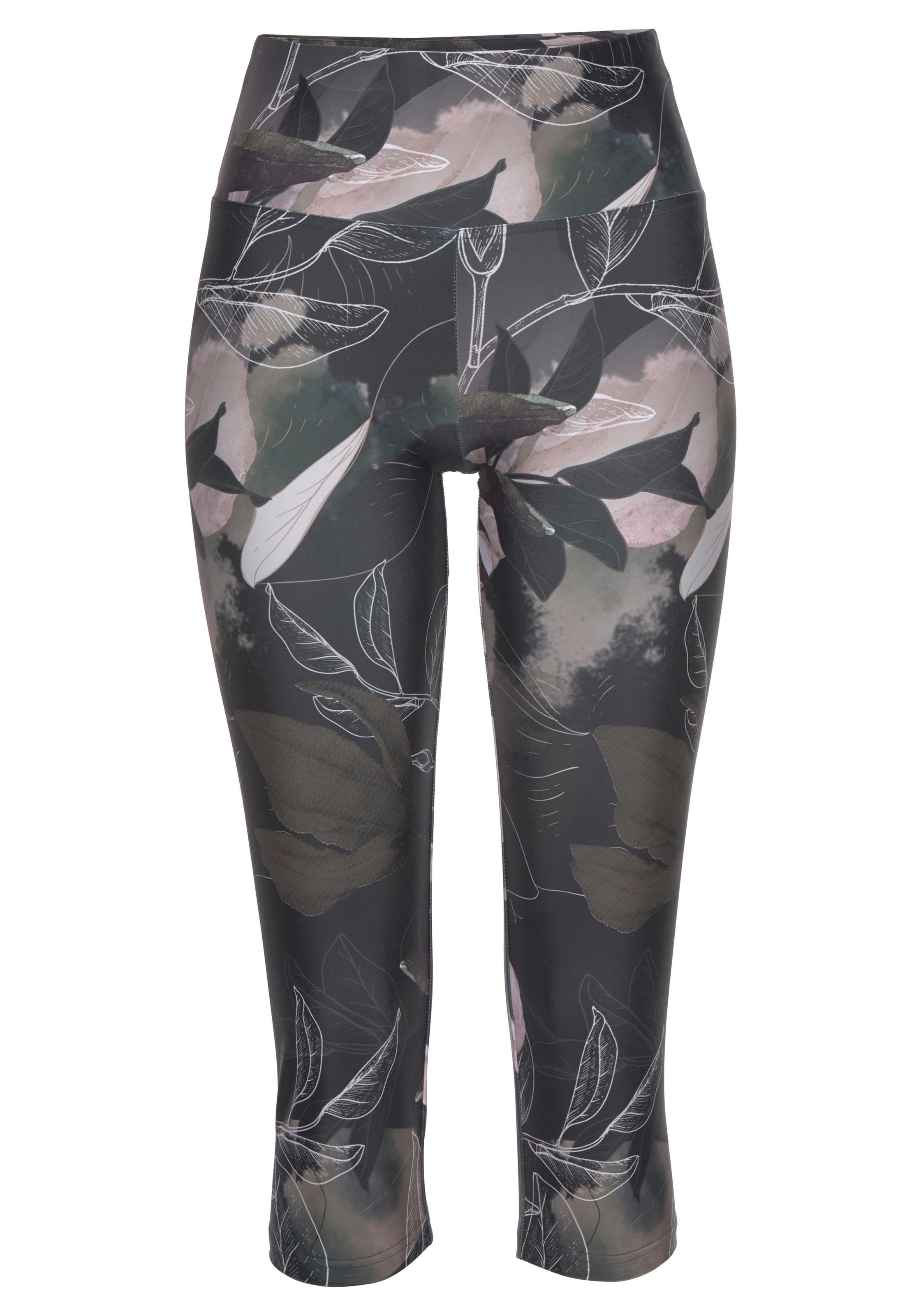 LASCANA ACTIVE Caprileggings "Tropical" mit abstraktem Blumenprint, Loungewear