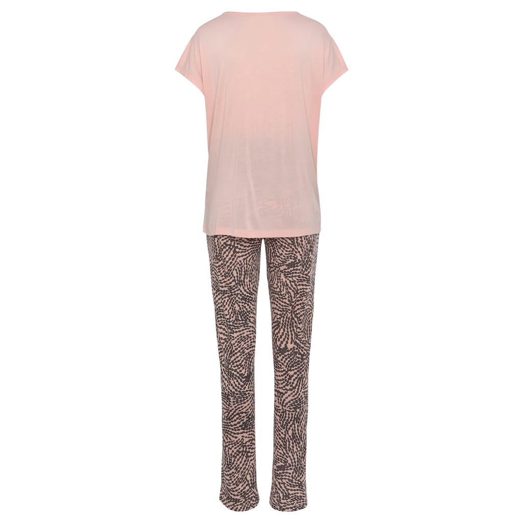 LASCANA Pyjama, (Set, 2 tlg.), mit gemusterten Details