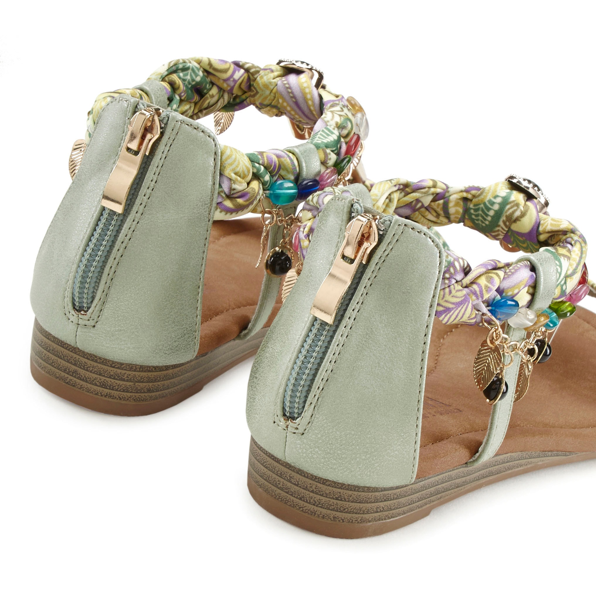 LASCANA Sandale »Sommerschuh«, Sandalette, Sommerschuh mit Schmuckkettchen und Schmucksteinen VEGAN