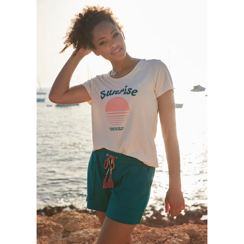 Vivance Kurzarmshirt, T-Shirt mit schönem Frontprint, Loungewear