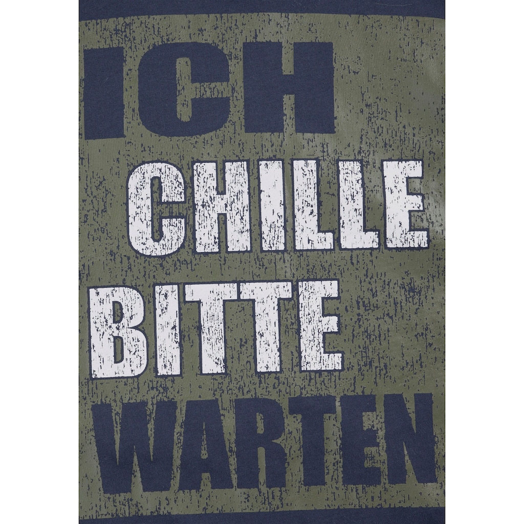 AUTHENTIC LE JOGGER Pyjama, (2 tlg., 1 Stück), Schlafanzug mit Spruch "Ich chille bitte warten"