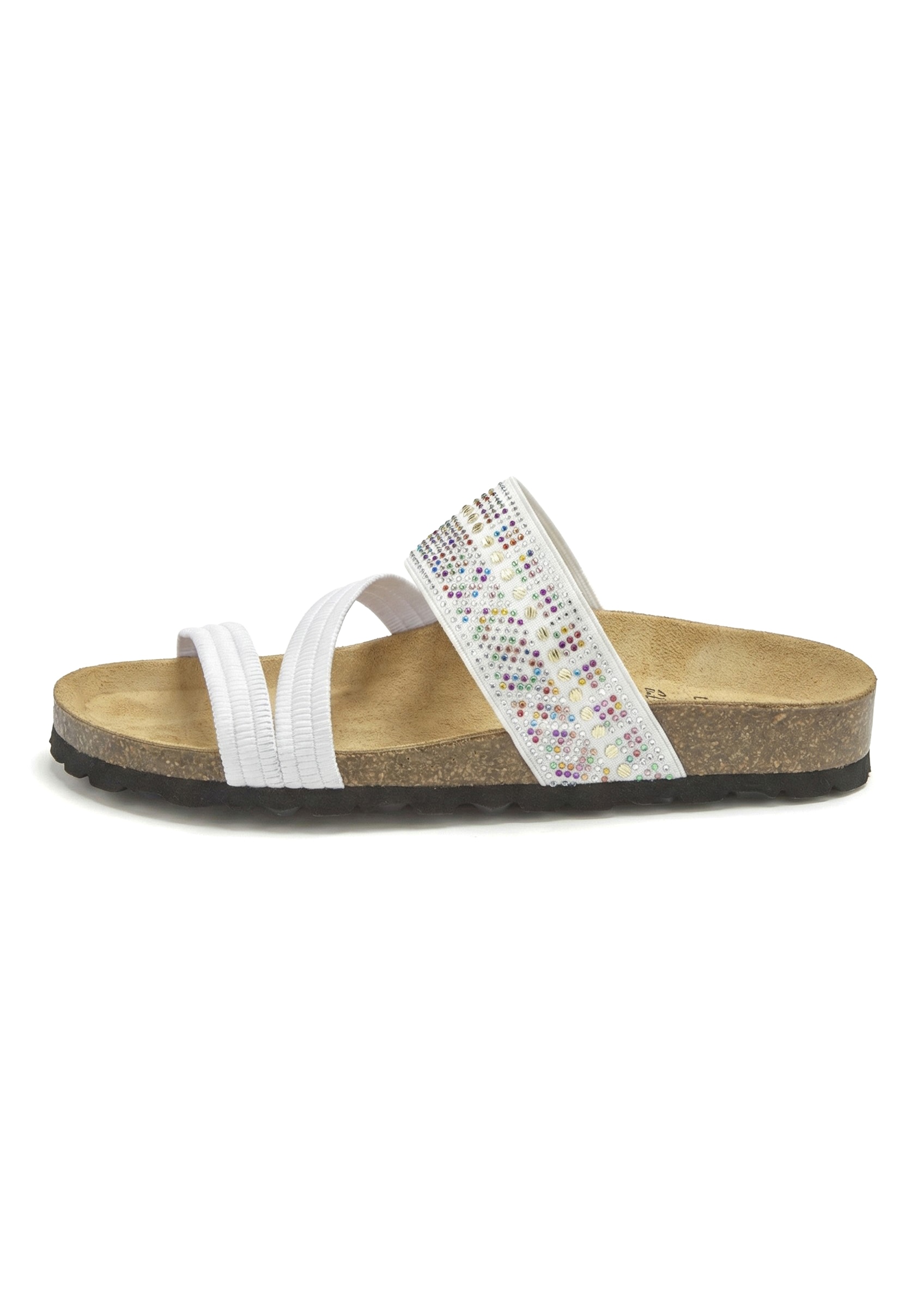 LASCANA Pantolette »Mule, Sandale, offener Schuh, Sommerschuh,«  mit Komfortkorkfussbett aus Leder und elastischen Riemen