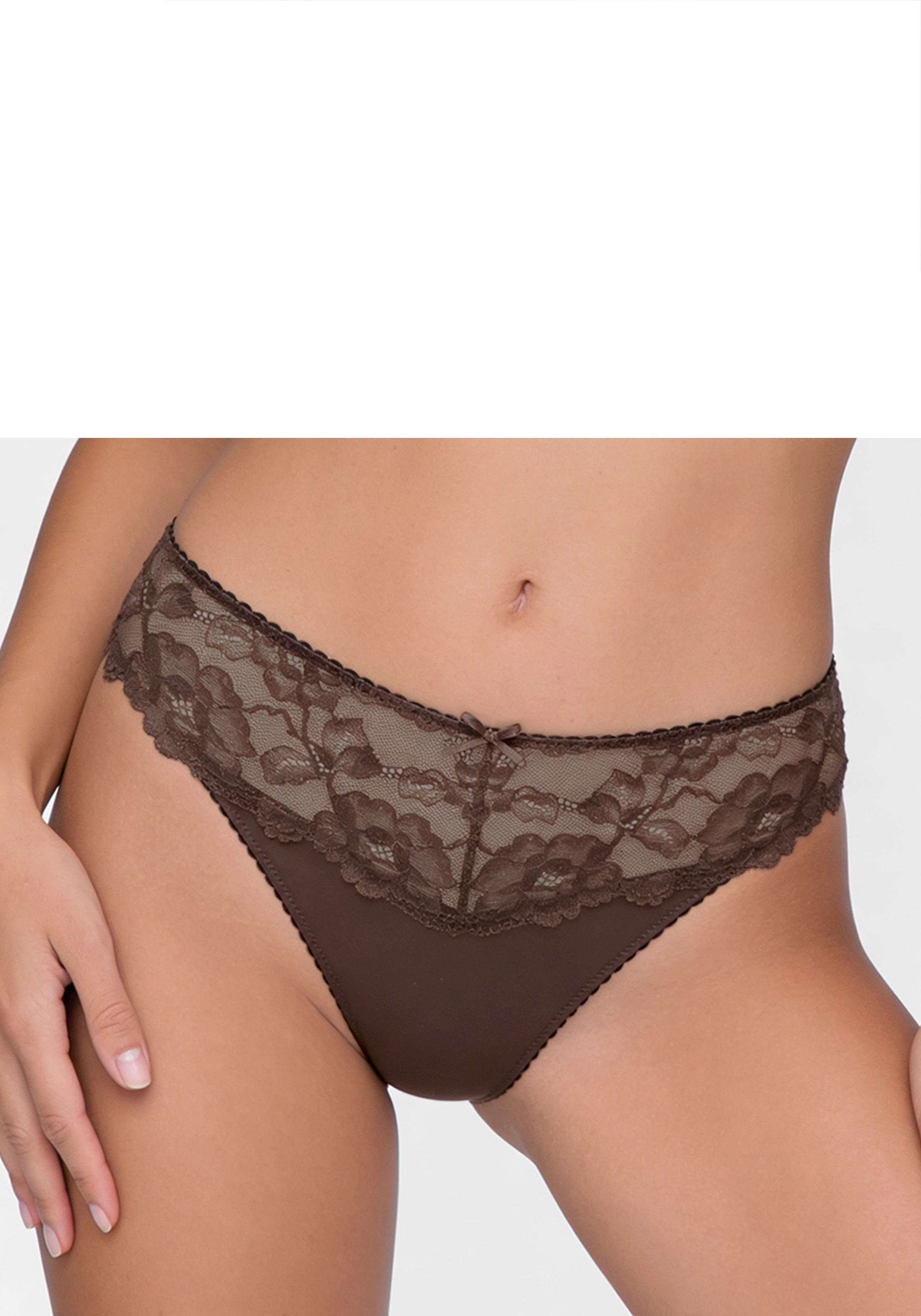 LASCANA String »Vittoria« mit seidiger Microfaser & floraler Spitze