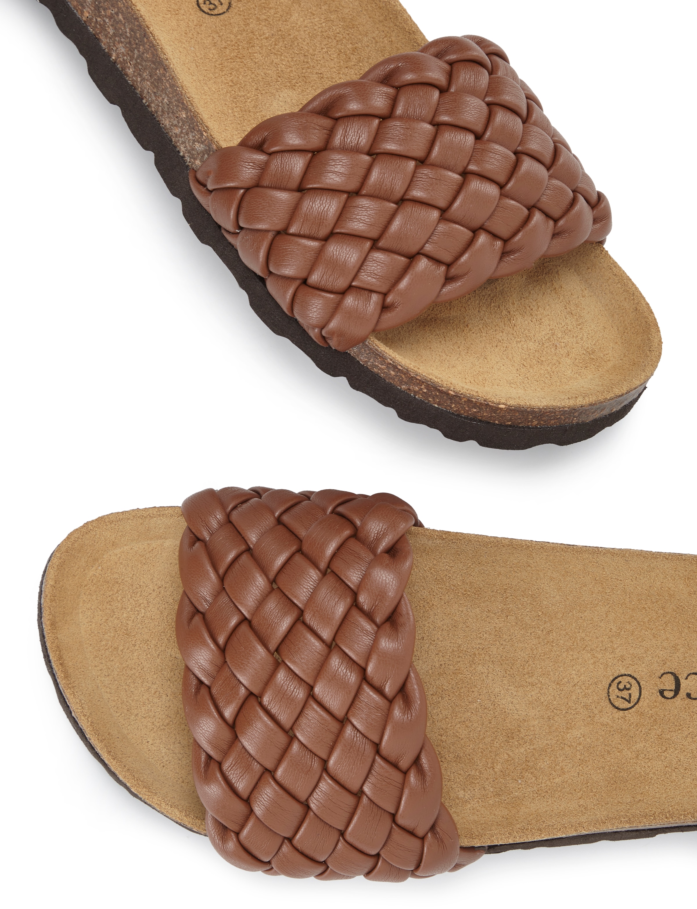 Vivance Pantolette »Mule, Sandale, offener Schuh, Sommerschuh,«  NEU mit komfortablem Korkfussbett & weicher Innensohle aus Leder