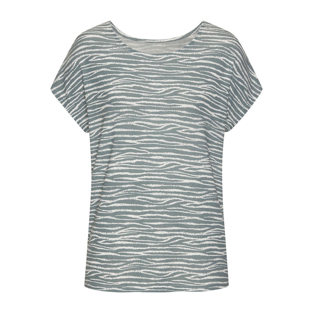 LASCANA Kurzarmshirt »mit modischem Zebra-Muster«, aus weichem Viskose-Strick