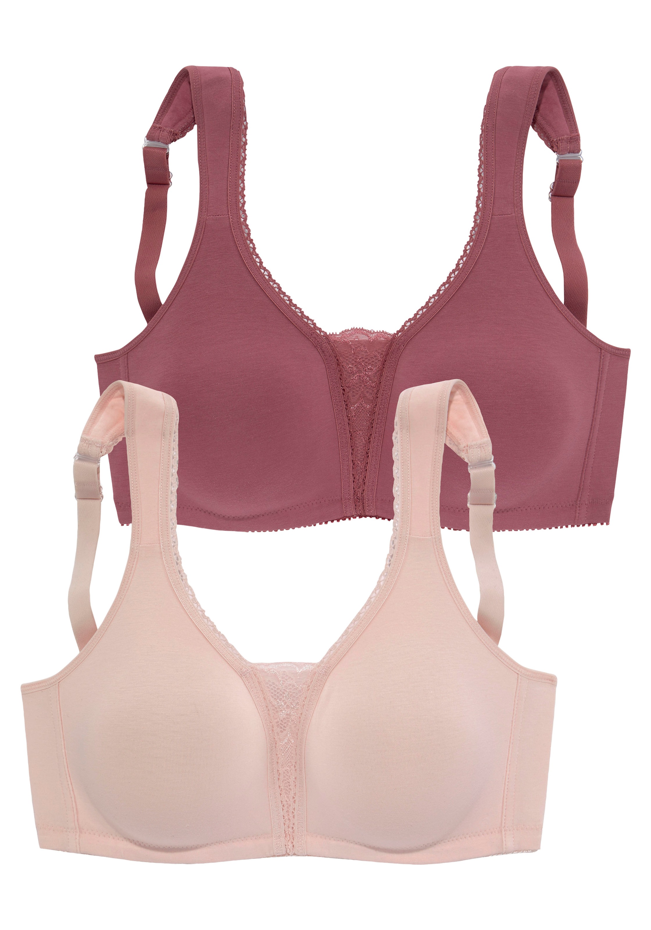 petite fleur Soft-BH Packung, 2 Stück, ohne Bügel mit Spitzen-Details