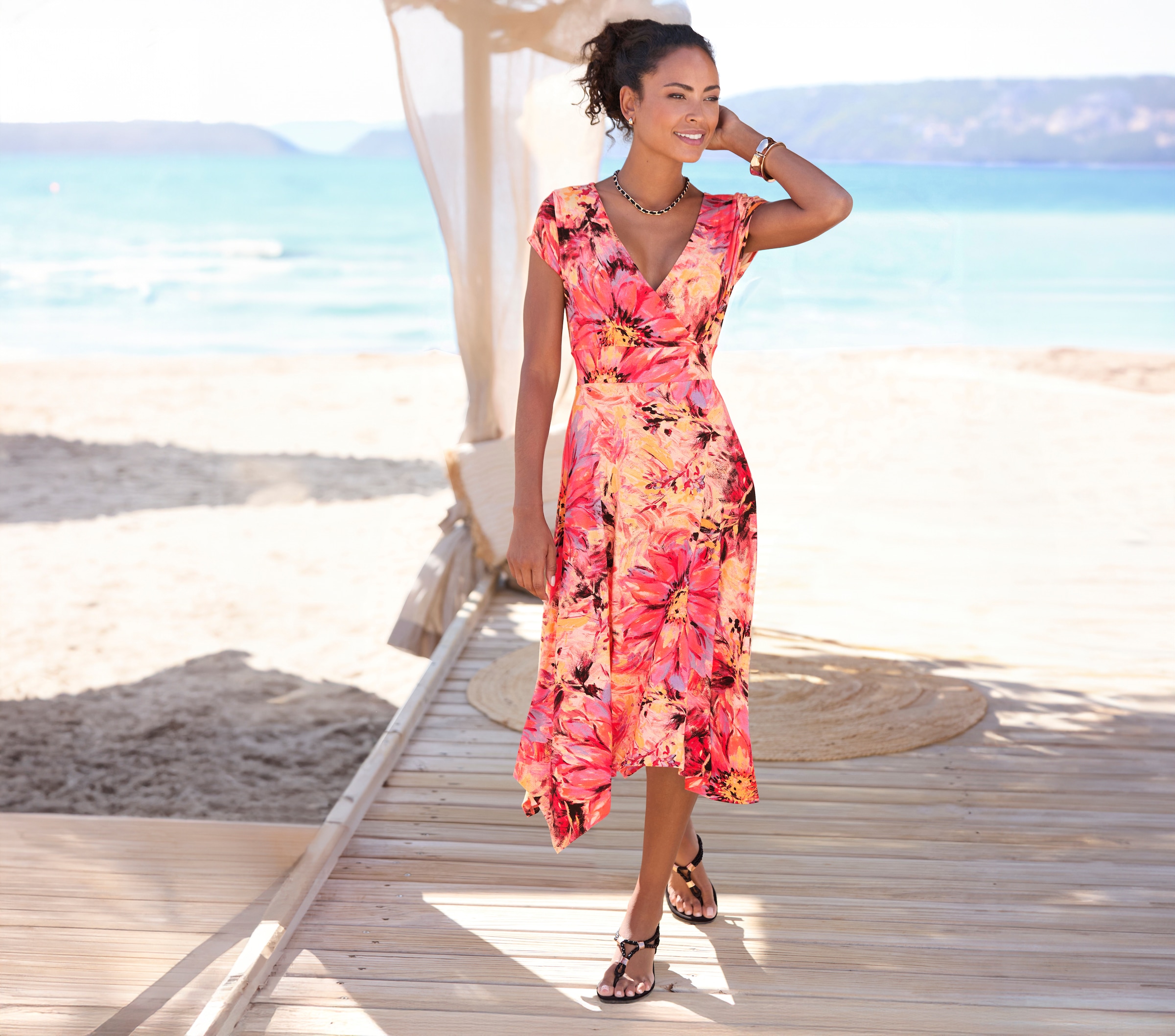 Vivance Sandale »Sommerschuh«, Zehentrenner, Sommerschuh, Sandalette mit raffinierten Riemchen