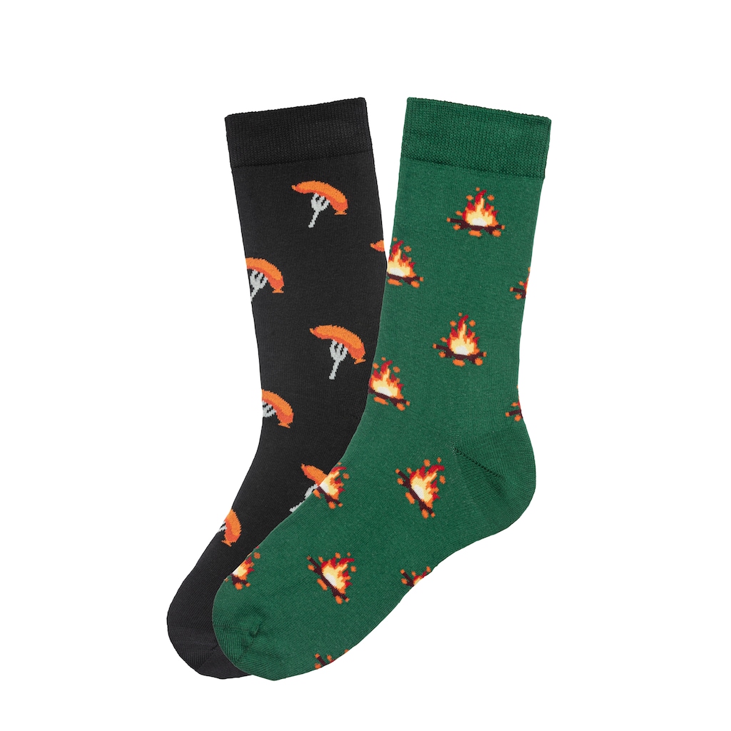 John Devin Socken, (Packung, 2 Paar), mit bunten eingestrickten Motiven