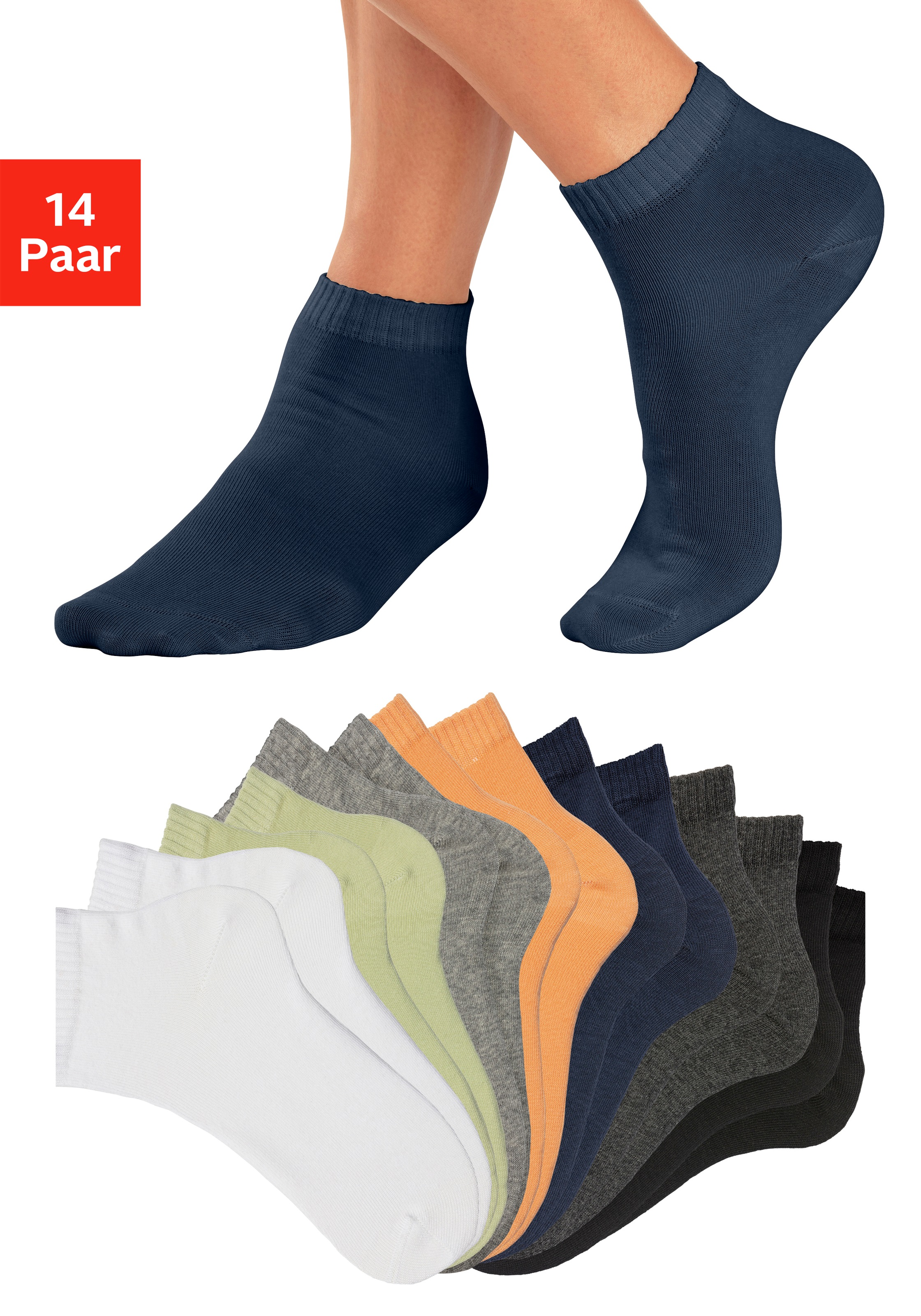 H.I.S Kurzsocken Packung, 14 Paar tlg. mit eingestricktem Markenlogo im Innenbund