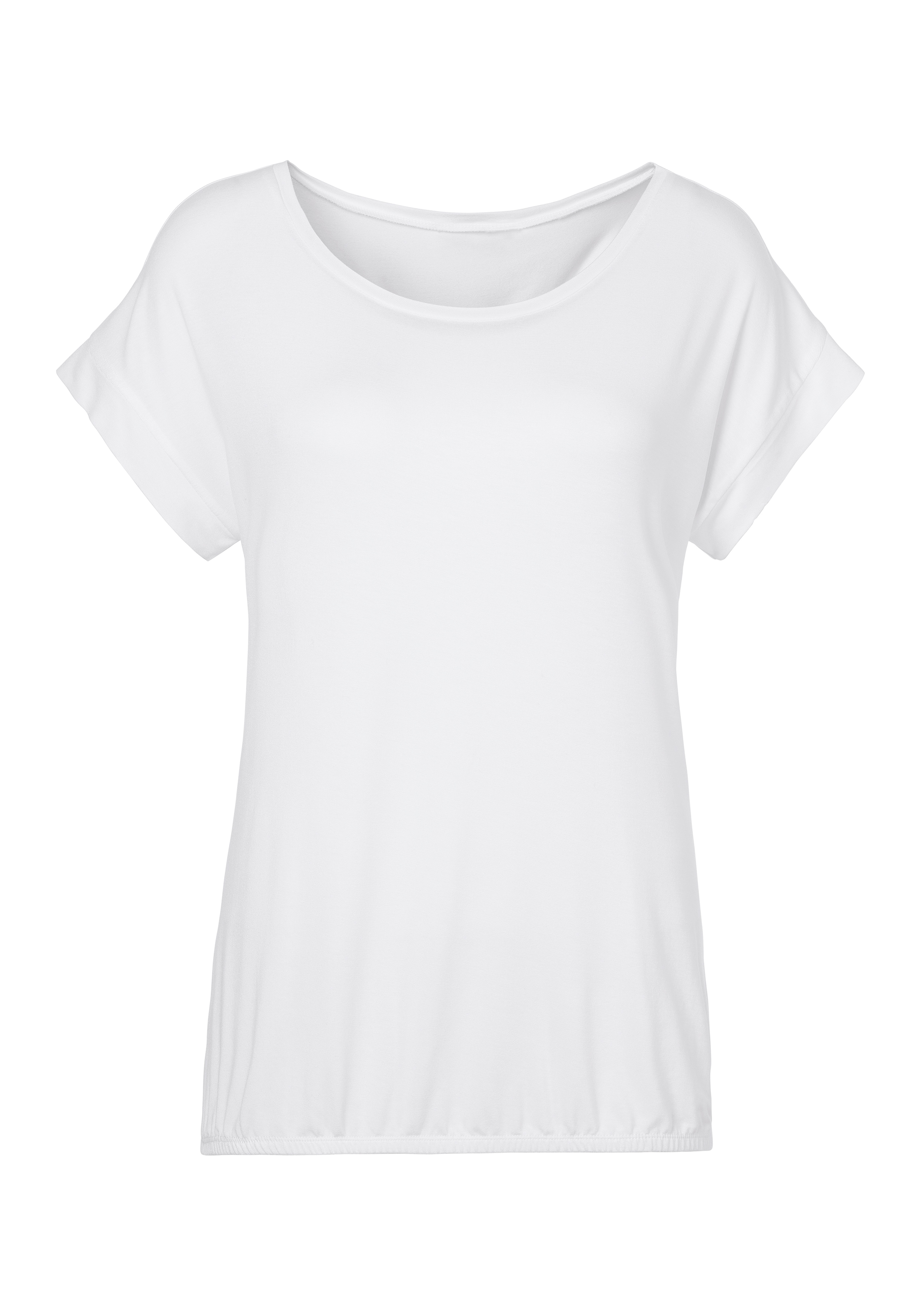Vivance Kurzarmshirt »mit Gummizug im Bund«, (2er-Pack), aus weichem Viskose-Stretch
