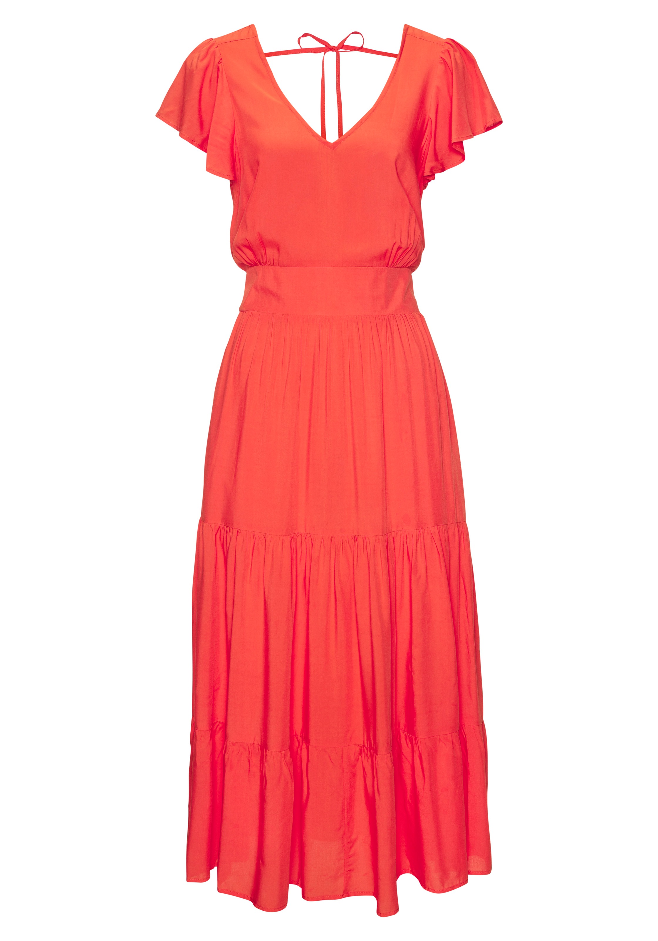 Vivance Midikleid Seitennahttaschen mit V-Ausschnitt, Sommerkleid aus Webware
