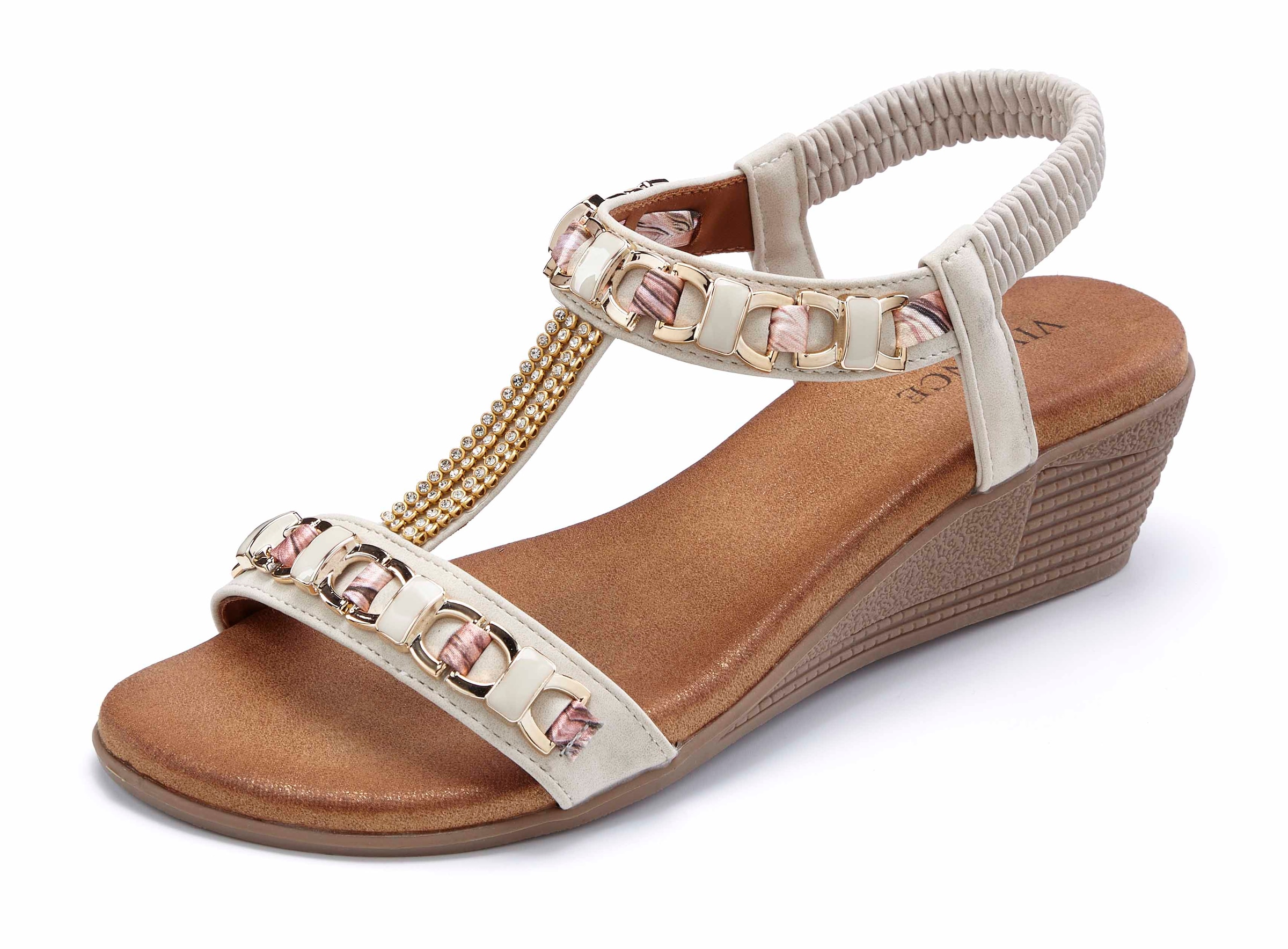 Vivance Sandalette »Sommerschuh, offener Schuh, Sandale, Keilsandalette,«  mit elastischen Riemchen und Keilabsatz