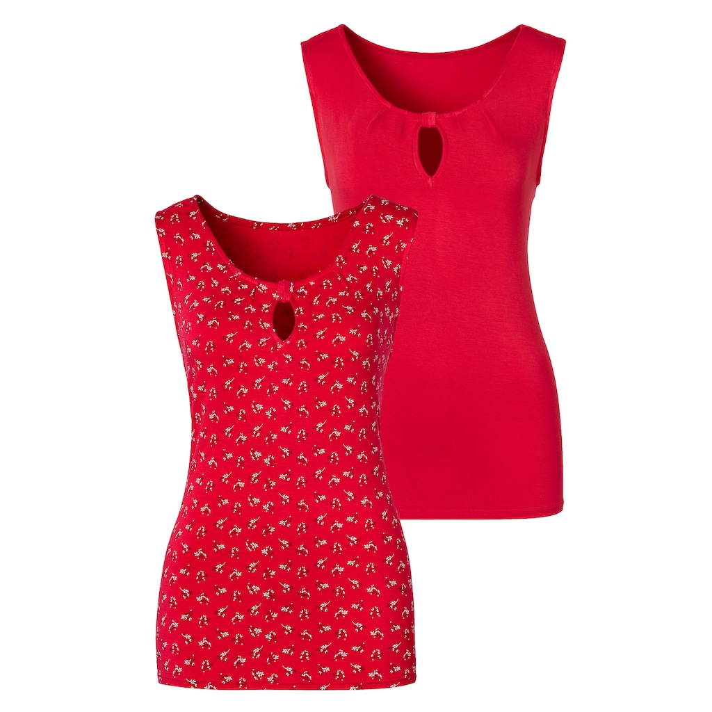 LASCANA Shirttop »mit kleinem Cut-Out am Ausschnitt«, (2er-Pack), aus weichem Viskose-Stretch