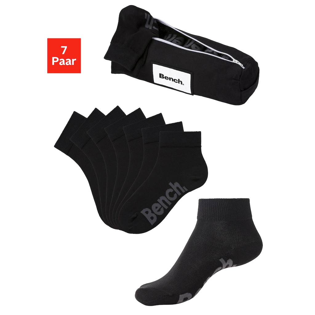 Bench. Kurzsocken, (Federtasche, 7 Paar), in ansprechendem Mäppchen mit Reissverschluss