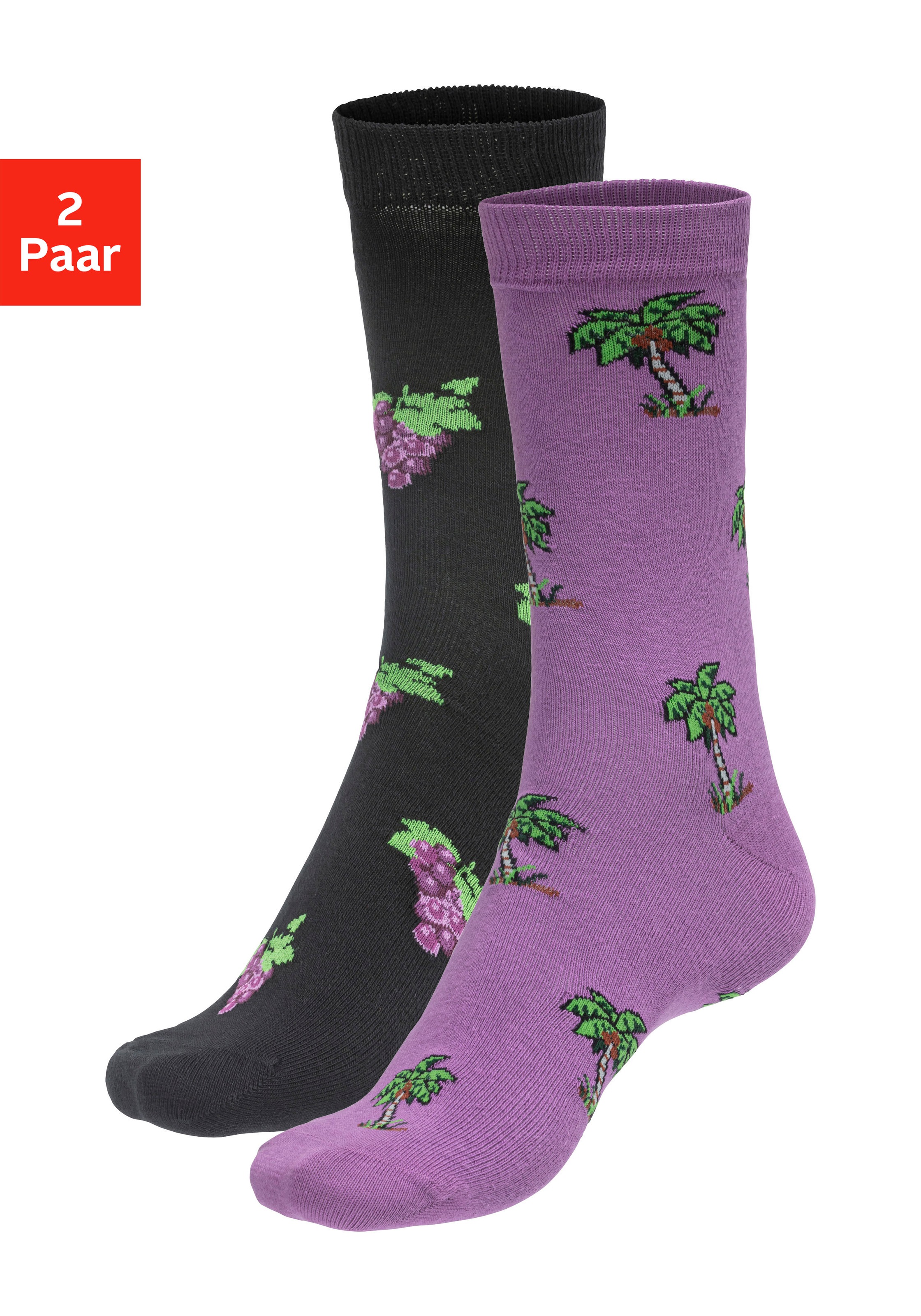 John Devin Socken Packung, 2 Paar tlg. mit bunten, eingestrickten Motiven