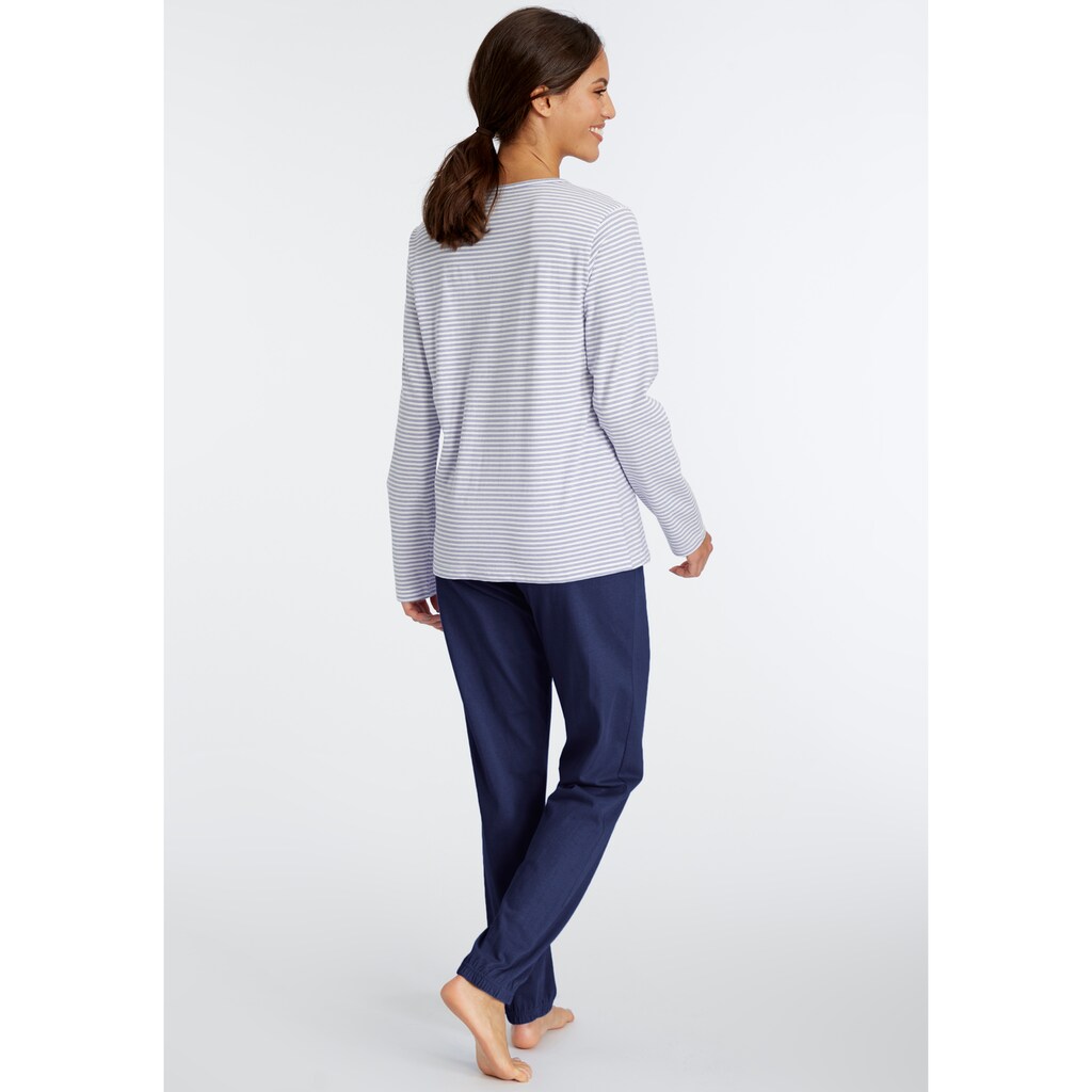 Vivance Dreams Pyjama, (Set, 2 tlg.), mit garngefärbten Streifen