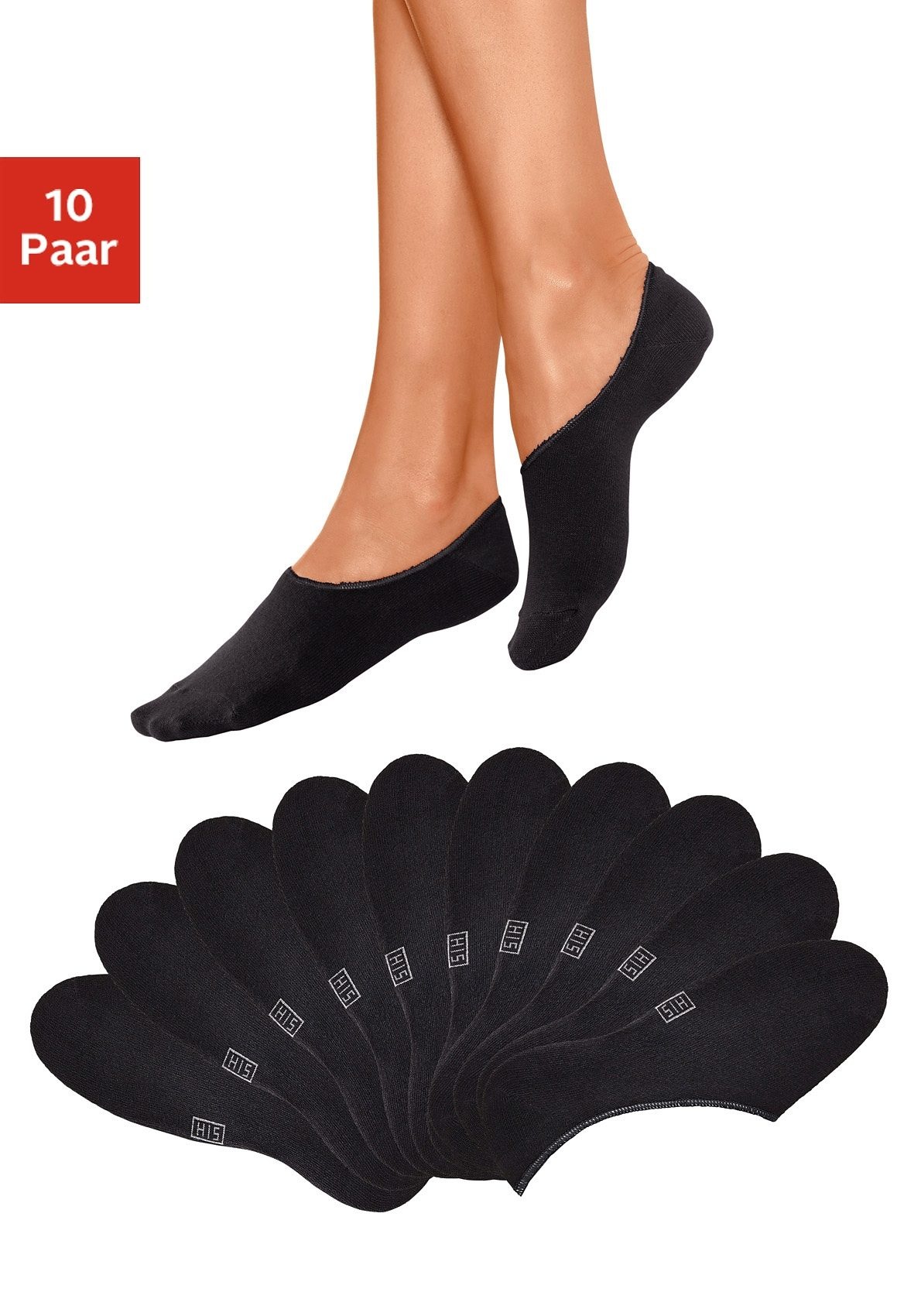 H.I.S Füsslinge Packung, 10 Stk. tlg. weit ausgeschnitten