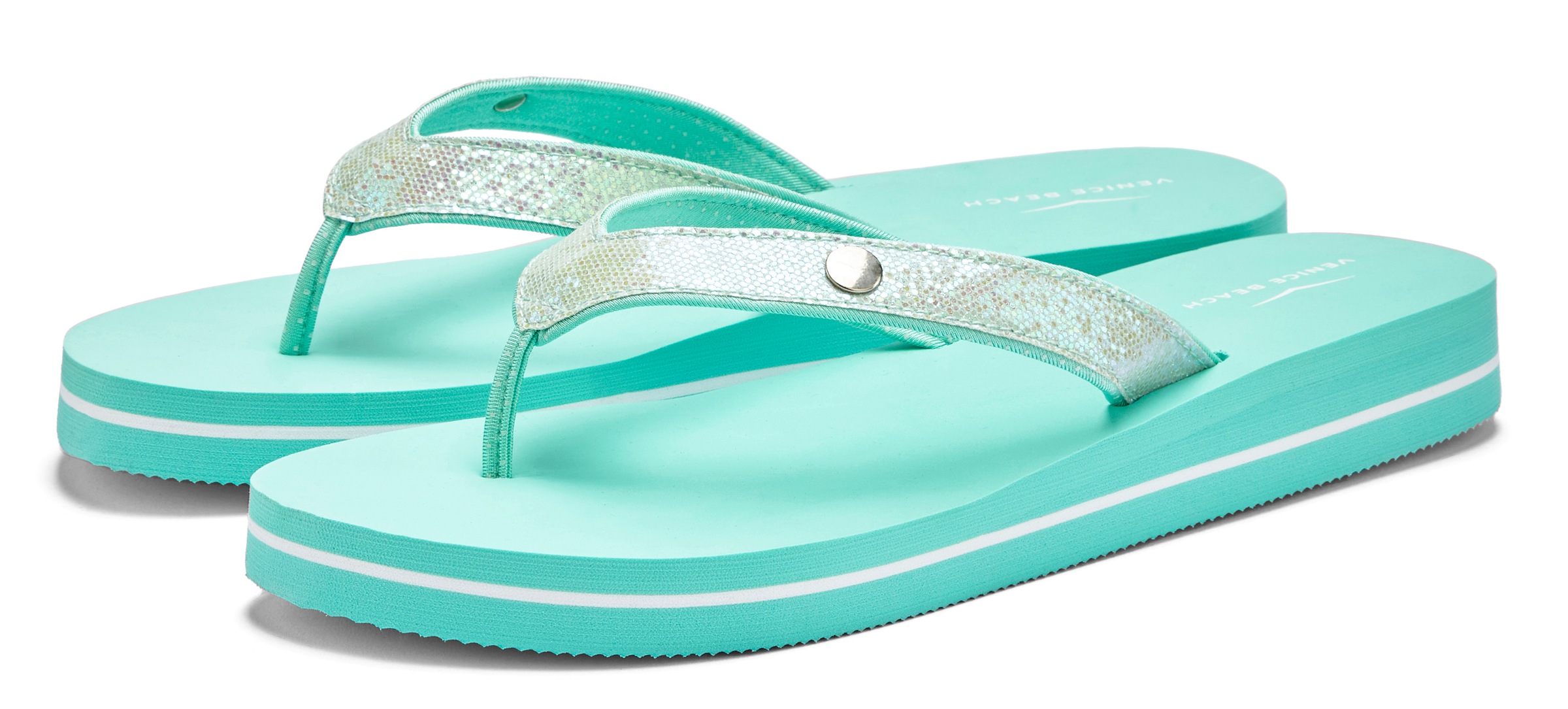 Venice Beach Badezehentrenner »Sandale, Pantolette« Zehentrenner, Badeschuh ultraleicht mit Glitzerband VEGAN