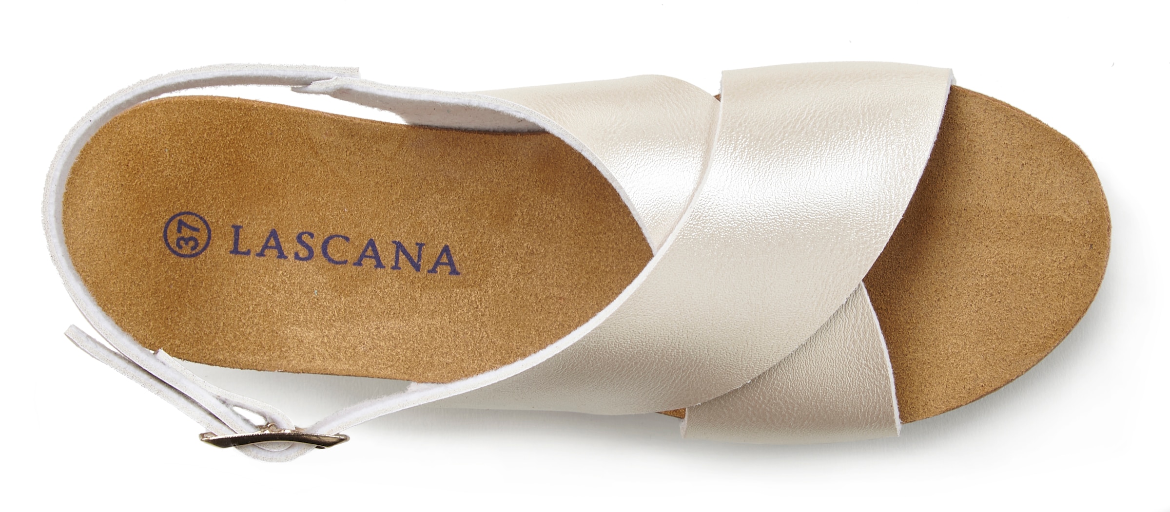 LASCANA Sandalette »Sommerschuh«, Sommerschuh mit Keilabsatz und Korkfussbett