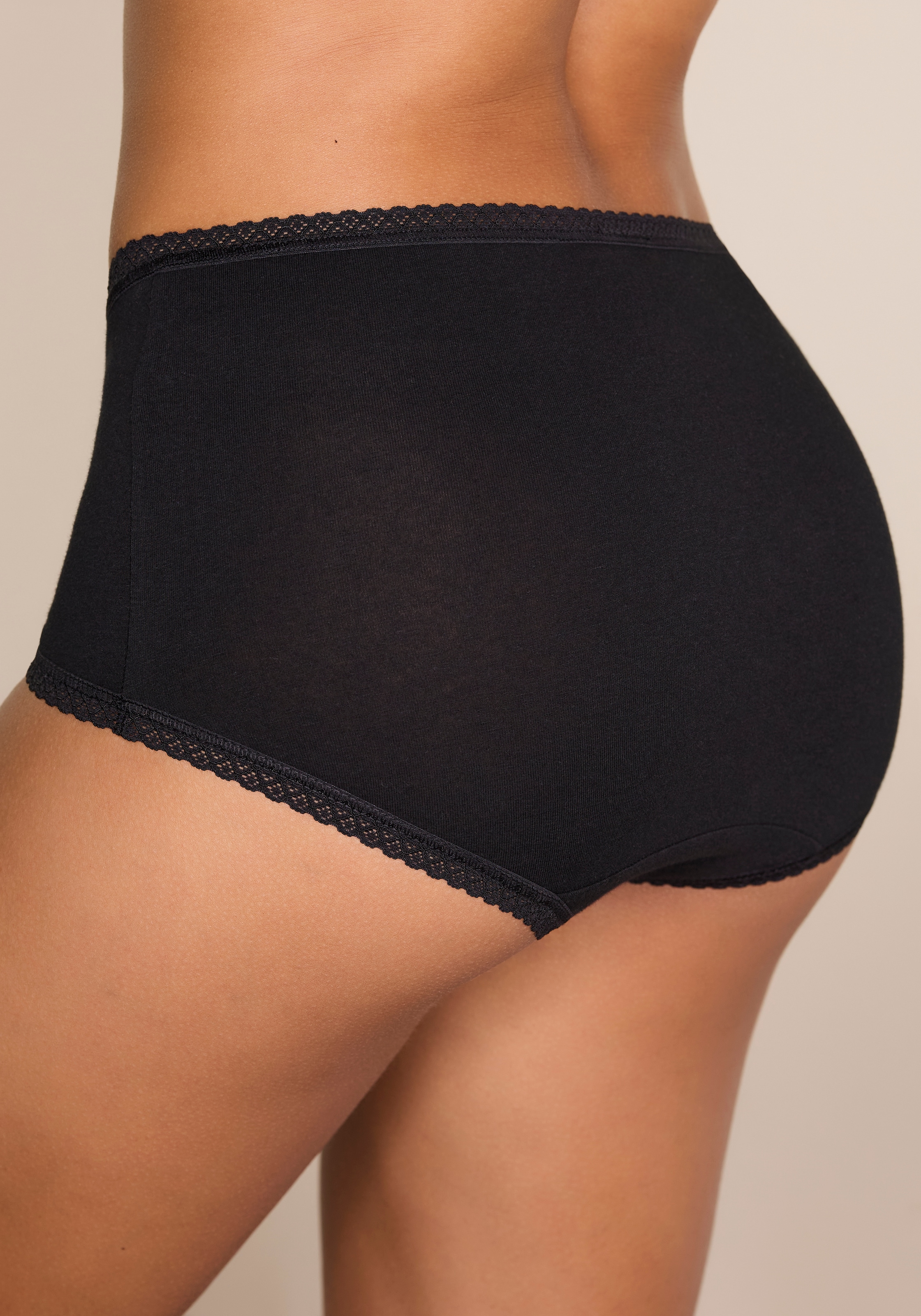 Vivance Culotte haute 7er-Pack,  aus weicher Baumwollqualität mit feiner Spitzeneinfassung