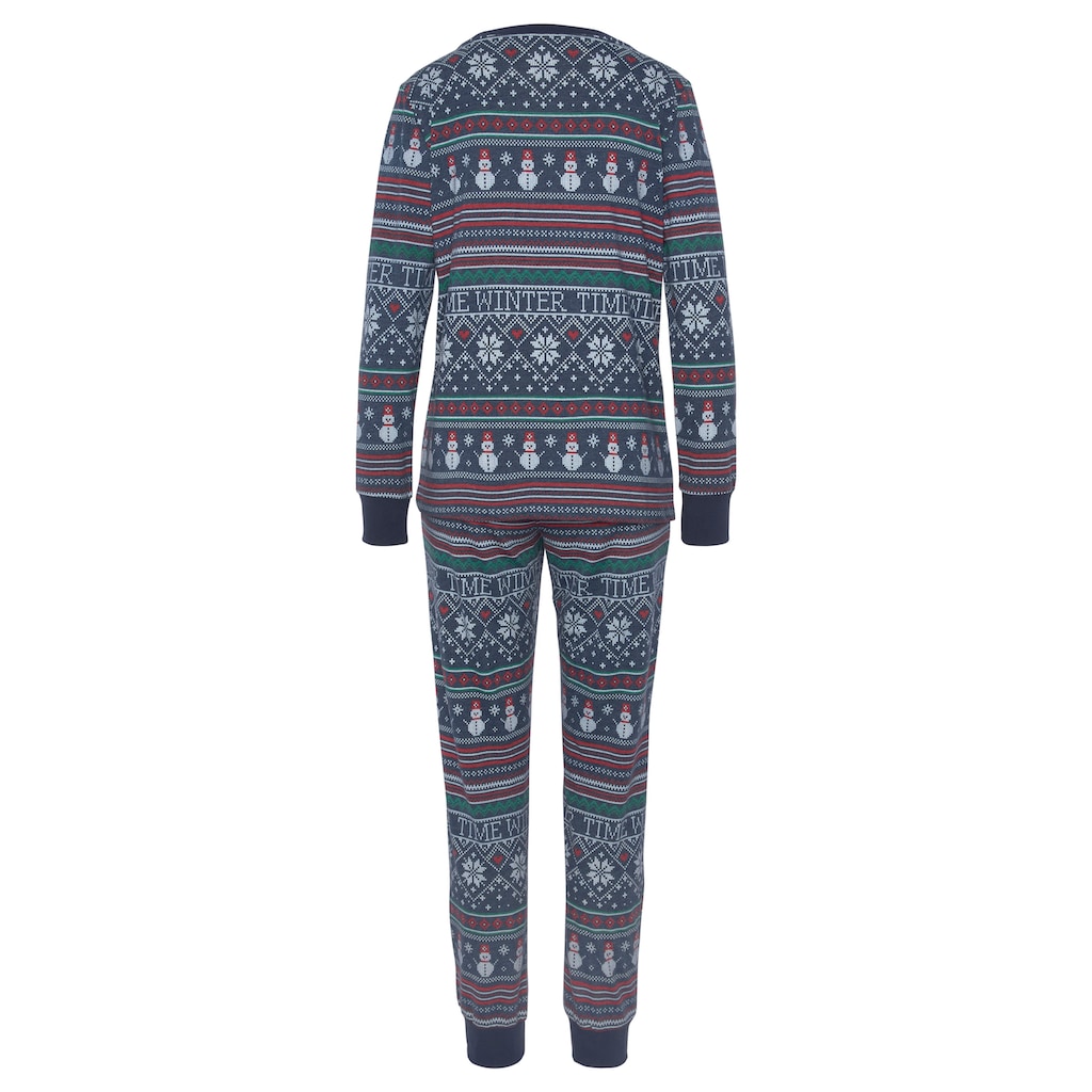 LASCANA Pyjama, (2 tlg.), mit winterlichem Druck