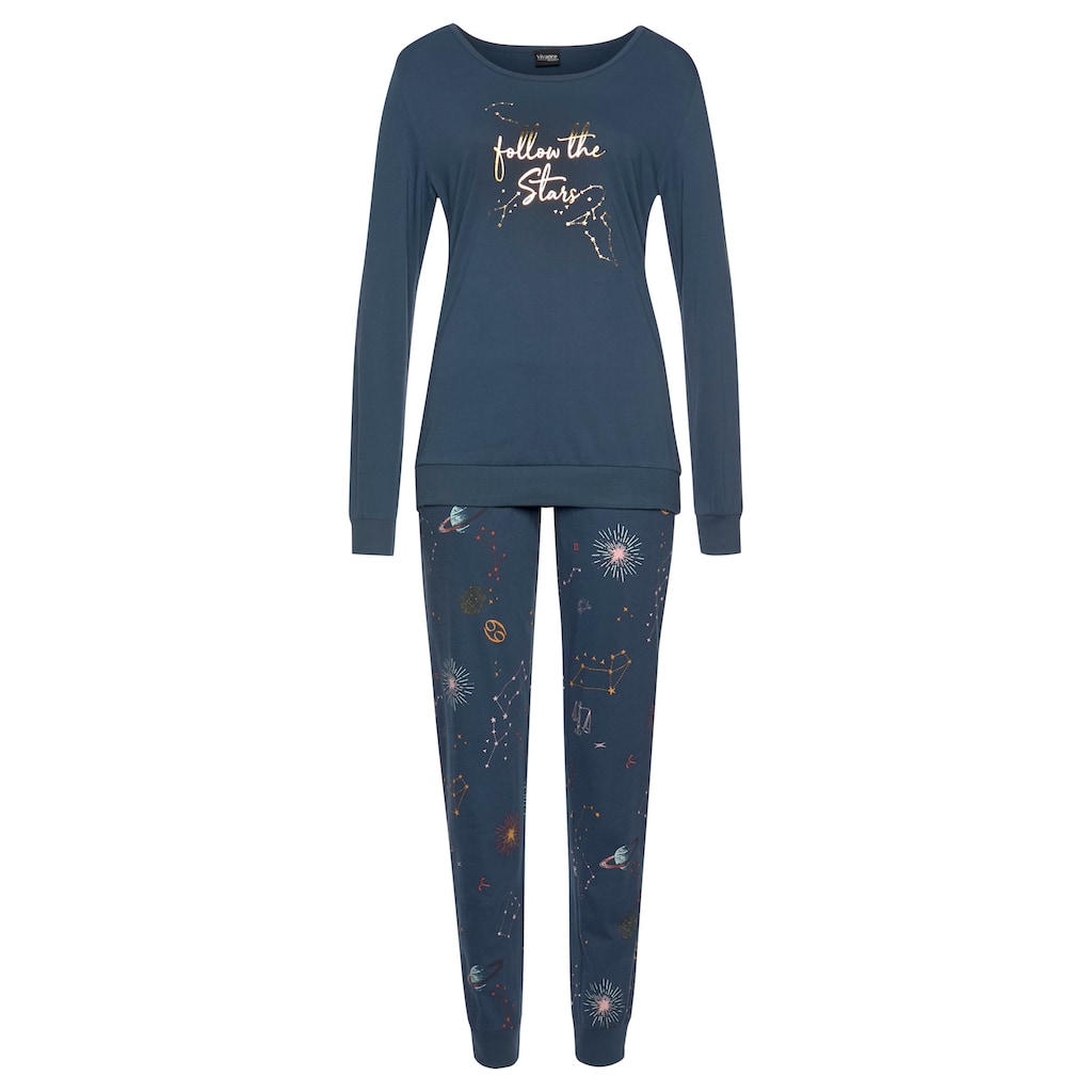 Vivance Dreams Pyjama, (2 tlg.), mit Galaxy-Print