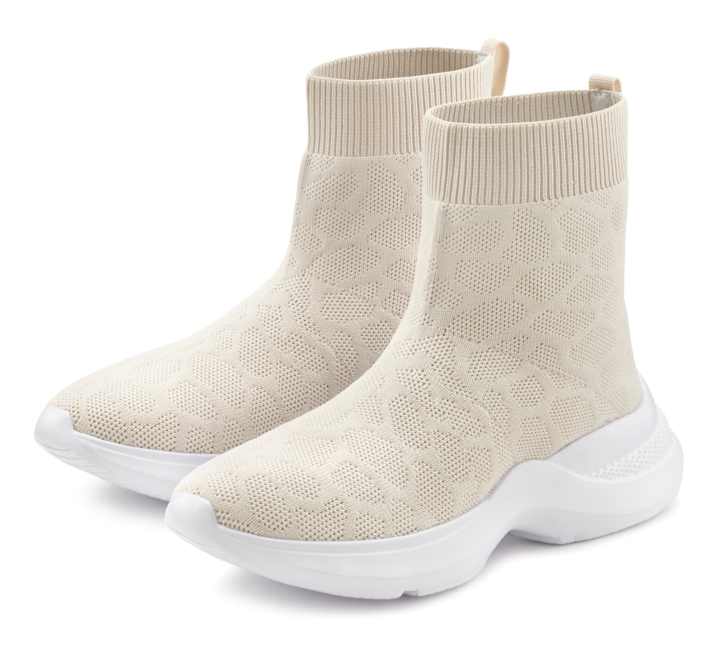 LASCANA Stiefelette »Sock Boot, Sneaker« elastisches Material, Slipper, Boot, Freizeitschuhe, High Top VEGAN