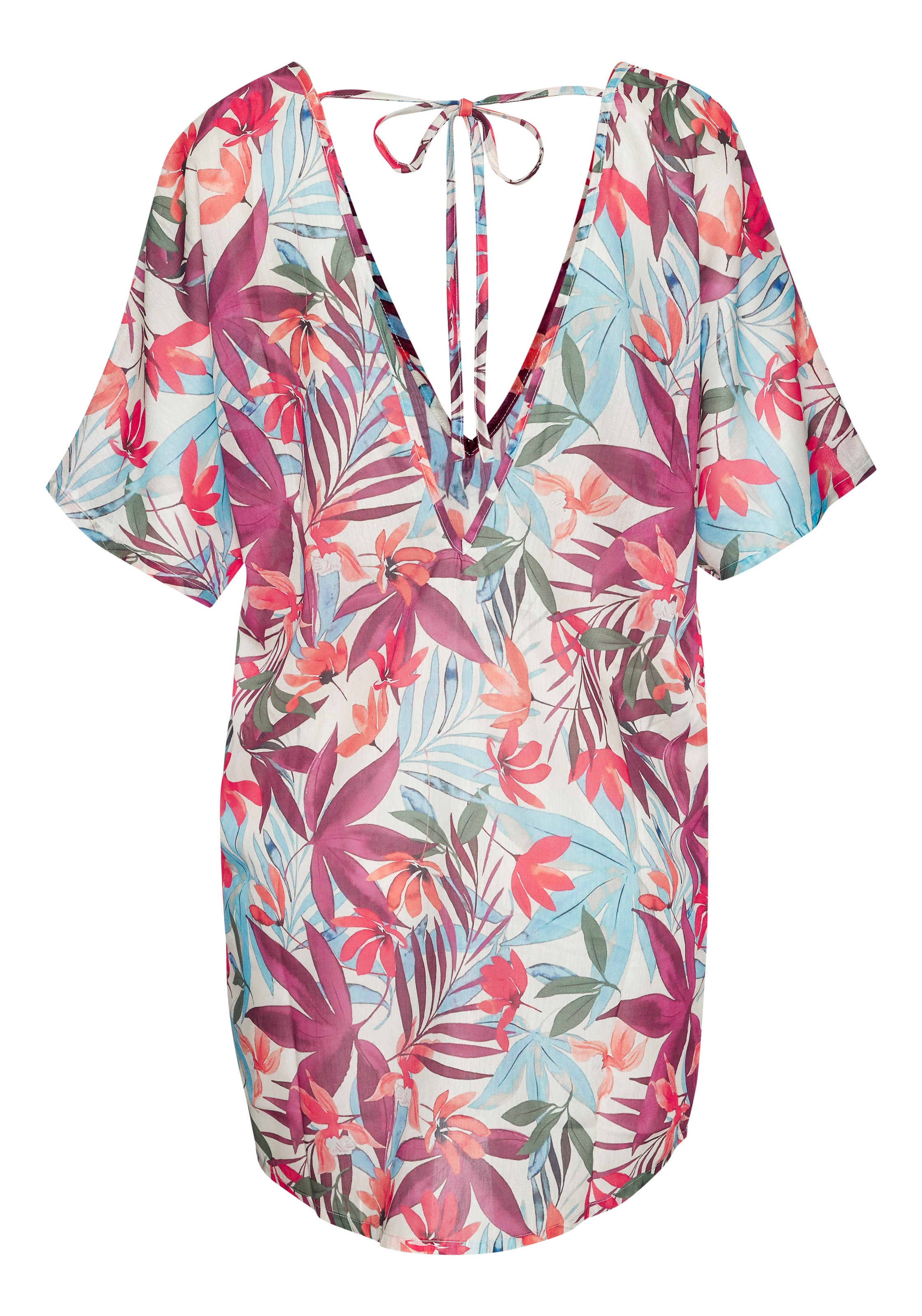 LASCANA Chiffontunika mit Alloverprint, leicht transparente Strandtunika