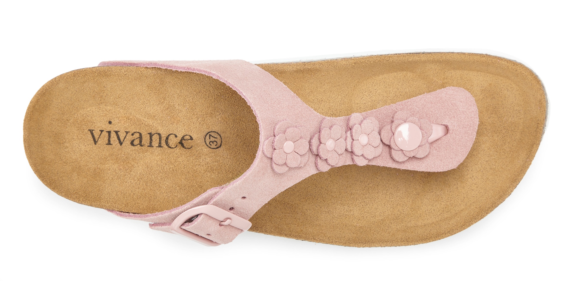 Vivance Pantolette »Mule, Sandale, offener Schuh, Sommerschuh,«  NEU aus Leder mit Korkfussbett und Blüten-Applikation