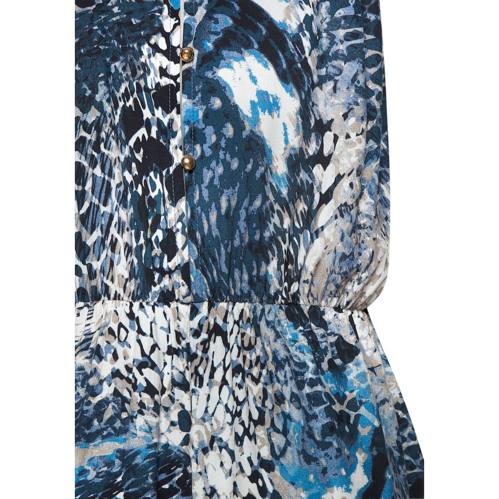 LASCANA Maxikleid, mit Alloverprint, leichtes Sommerkleid, fliessendes Strandkleid