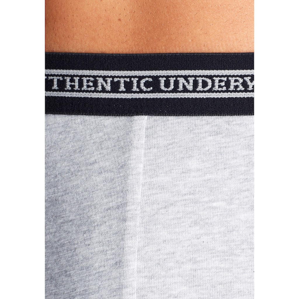 AUTHENTIC UNDERWEAR Boxer »Boxershorts für Herren«, (Packung, 4 St.), schwarzer Webbund mit Logoschriftzug