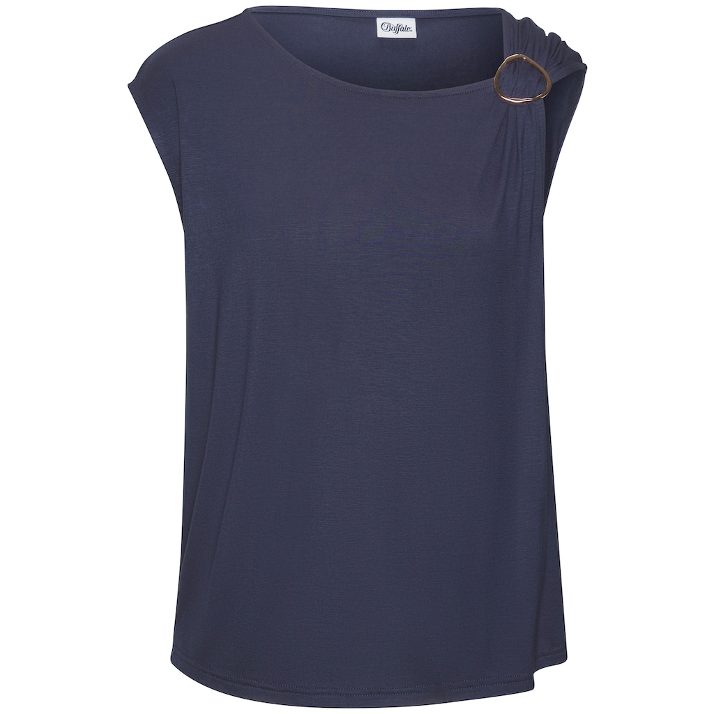 Vivance Kurzarmshirt, mit Zierschnalle, Sommertop, casual