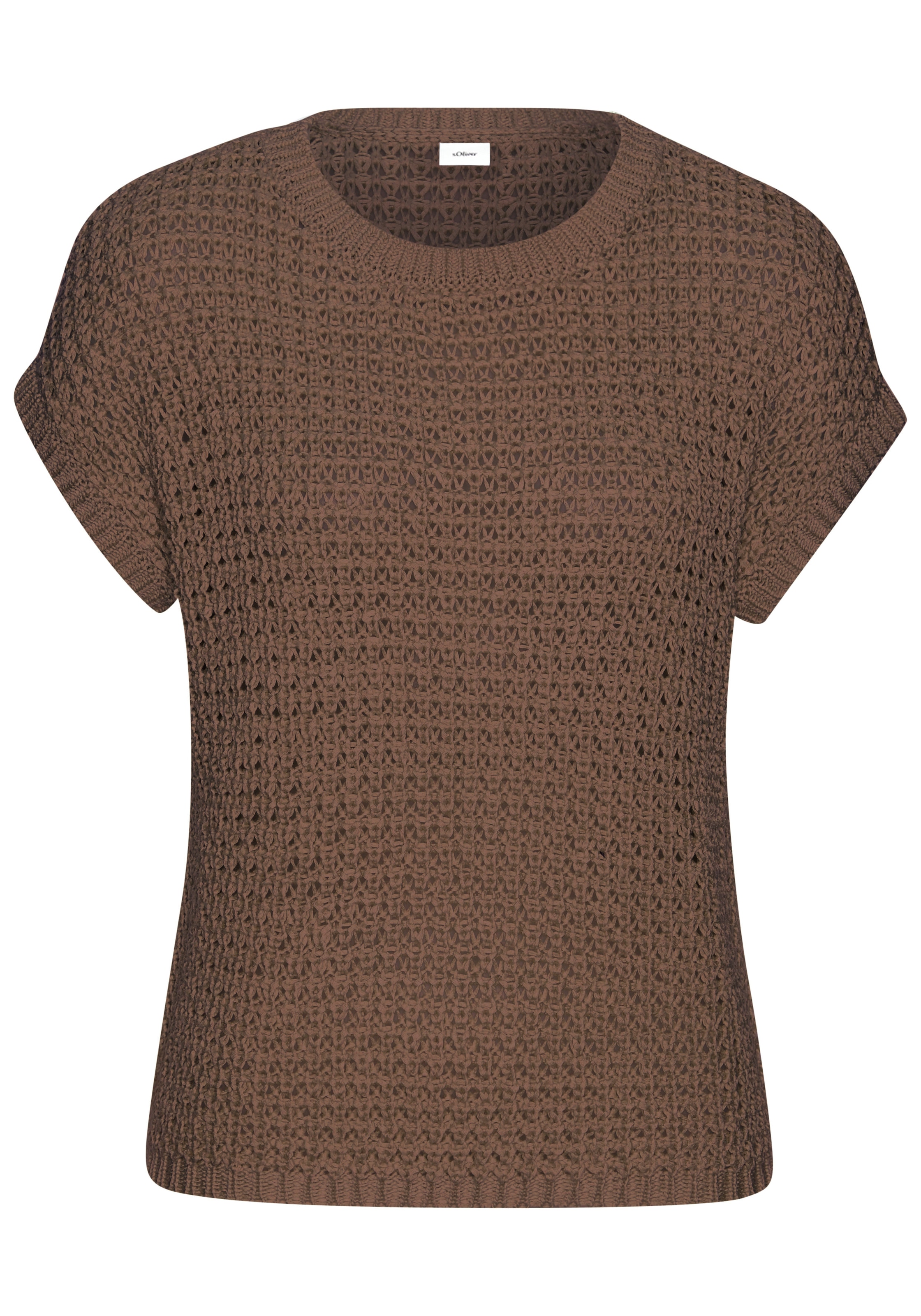 s.Oliver Pull à manches courtes avec encolure ronde large et tricot estival élégant