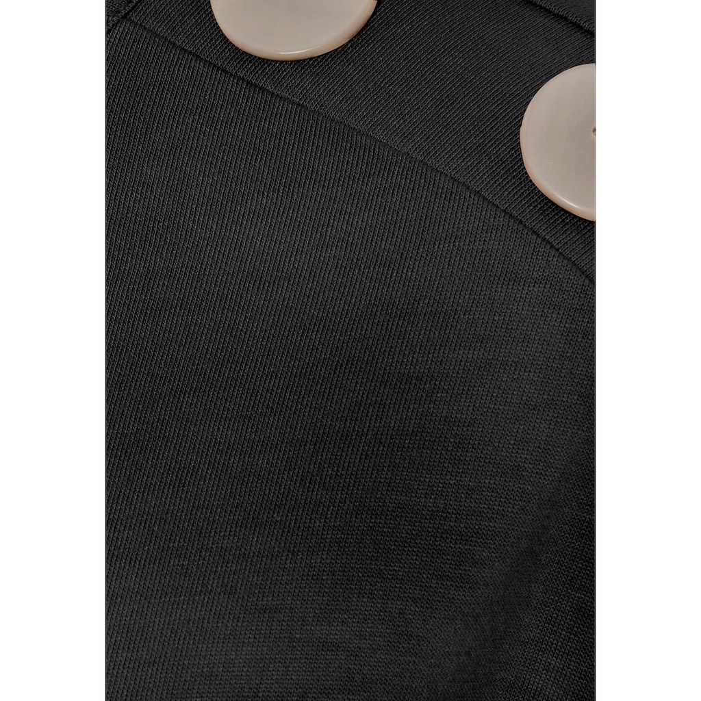Buffalo Kurzarmshirt, mit Zierknöpfen, bequemes T-Shirt aus Jersey, Basic