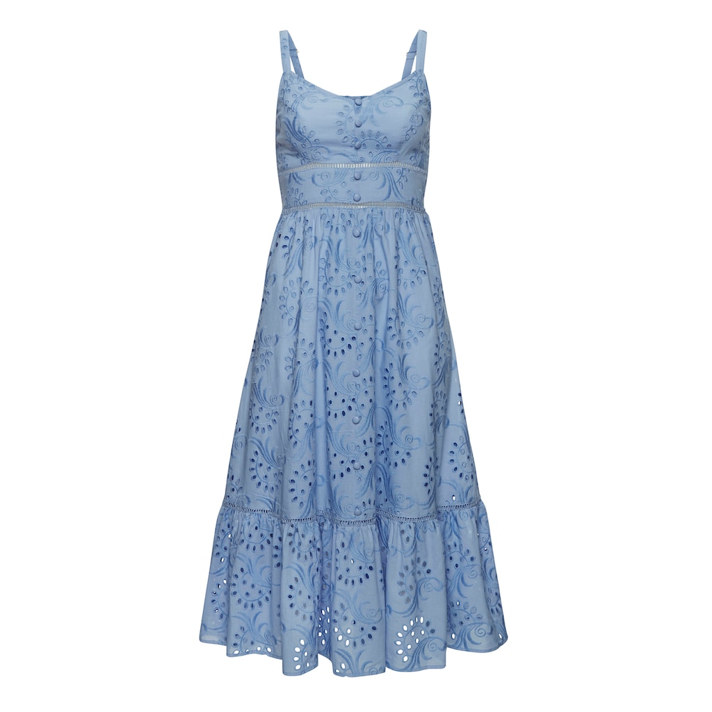 LASCANA Midikleid, mit sommerlicher Lochstickerei