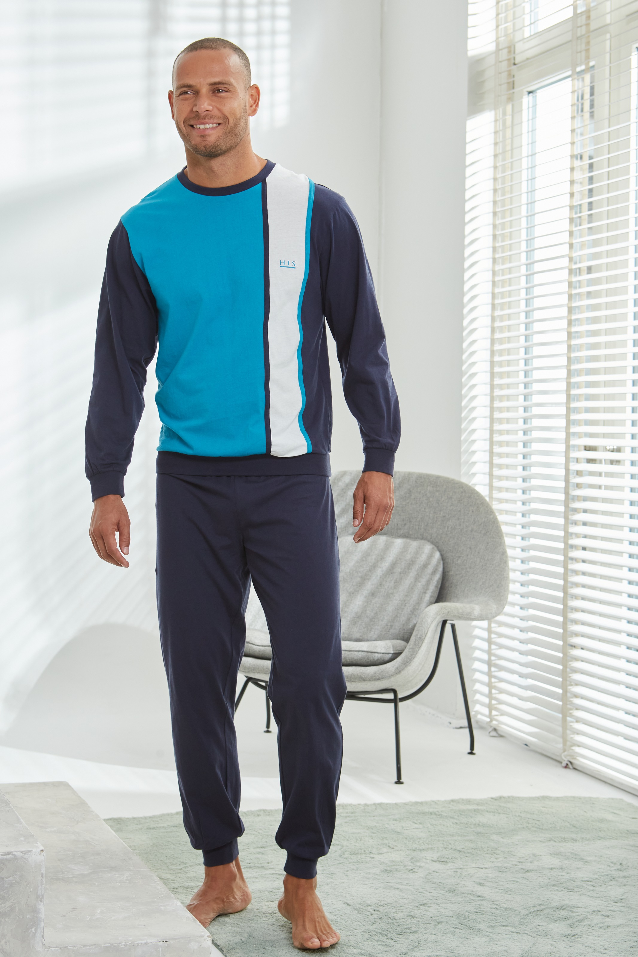 H.I.S Pyjama »Schlafanzug für Herren« 1 Stück, 2 tlg. Schlafanzug mit breitem Streifen