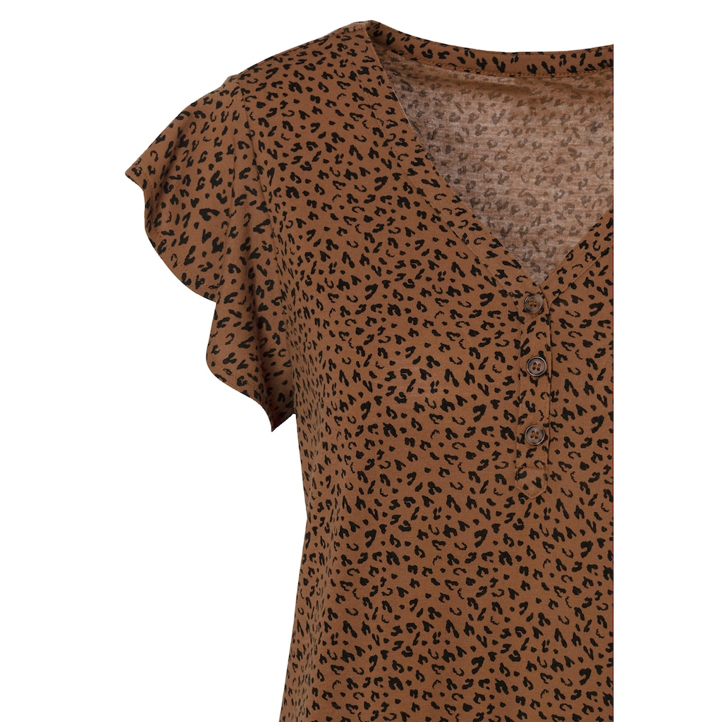 LASCANA Shirttop »mit Knopfleiste und Flügelärmelchen«, (2er-Pack), aus weicher Viskose-Qualität