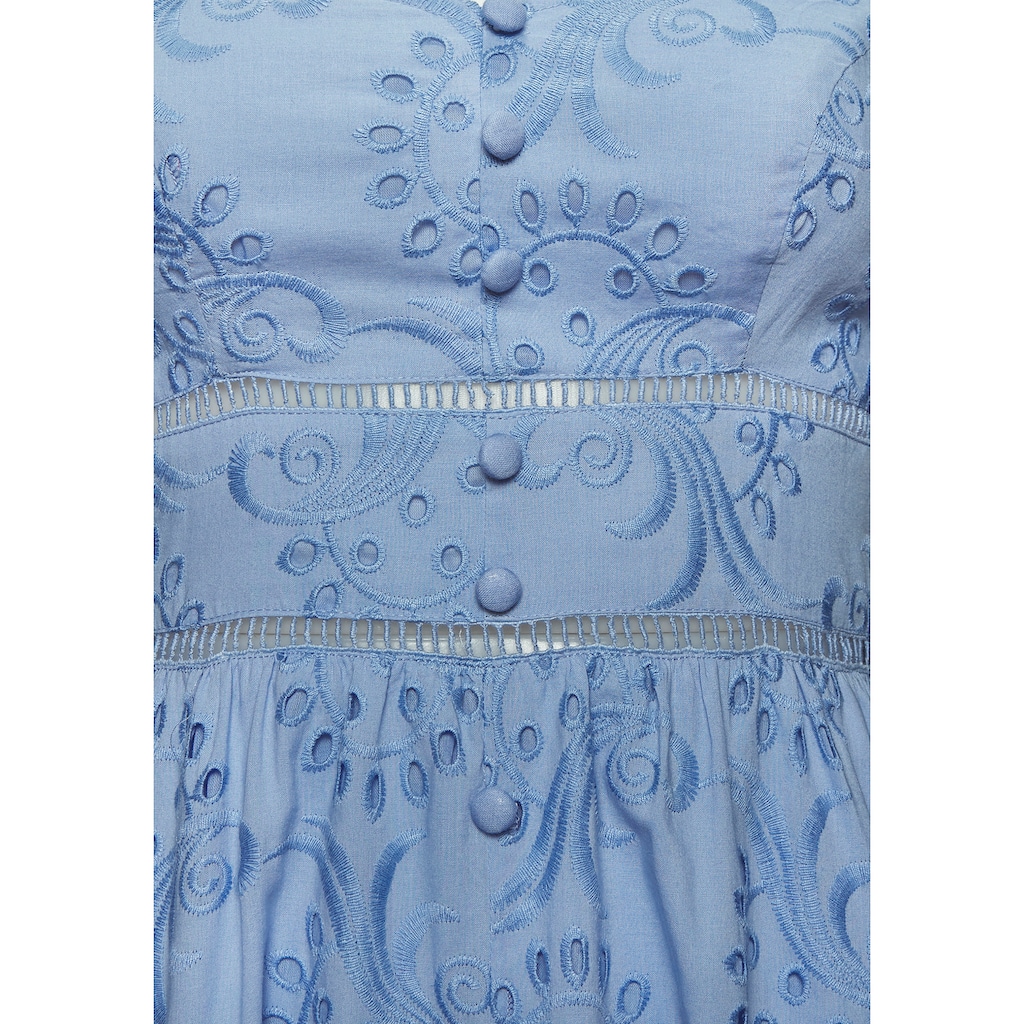 LASCANA Midikleid, mit sommerlicher Lochstickerei