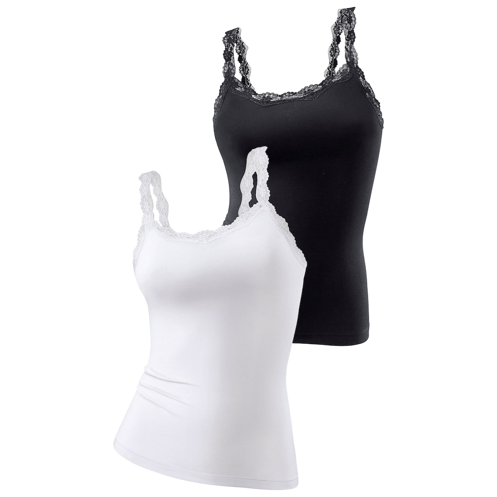 LASCANA Unterhemd, (2er-Pack), mit innenliegendem Bustier, Spaghettiträger-Top, Unterziehshirt