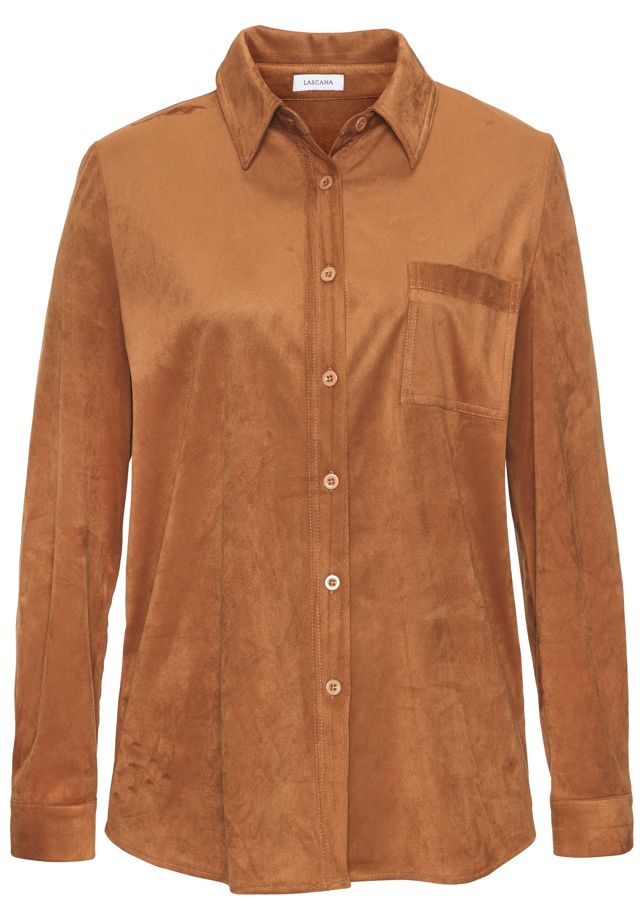 LASCANA Blouse chemise »aus Velourlederimitat« en imitation cuir velours